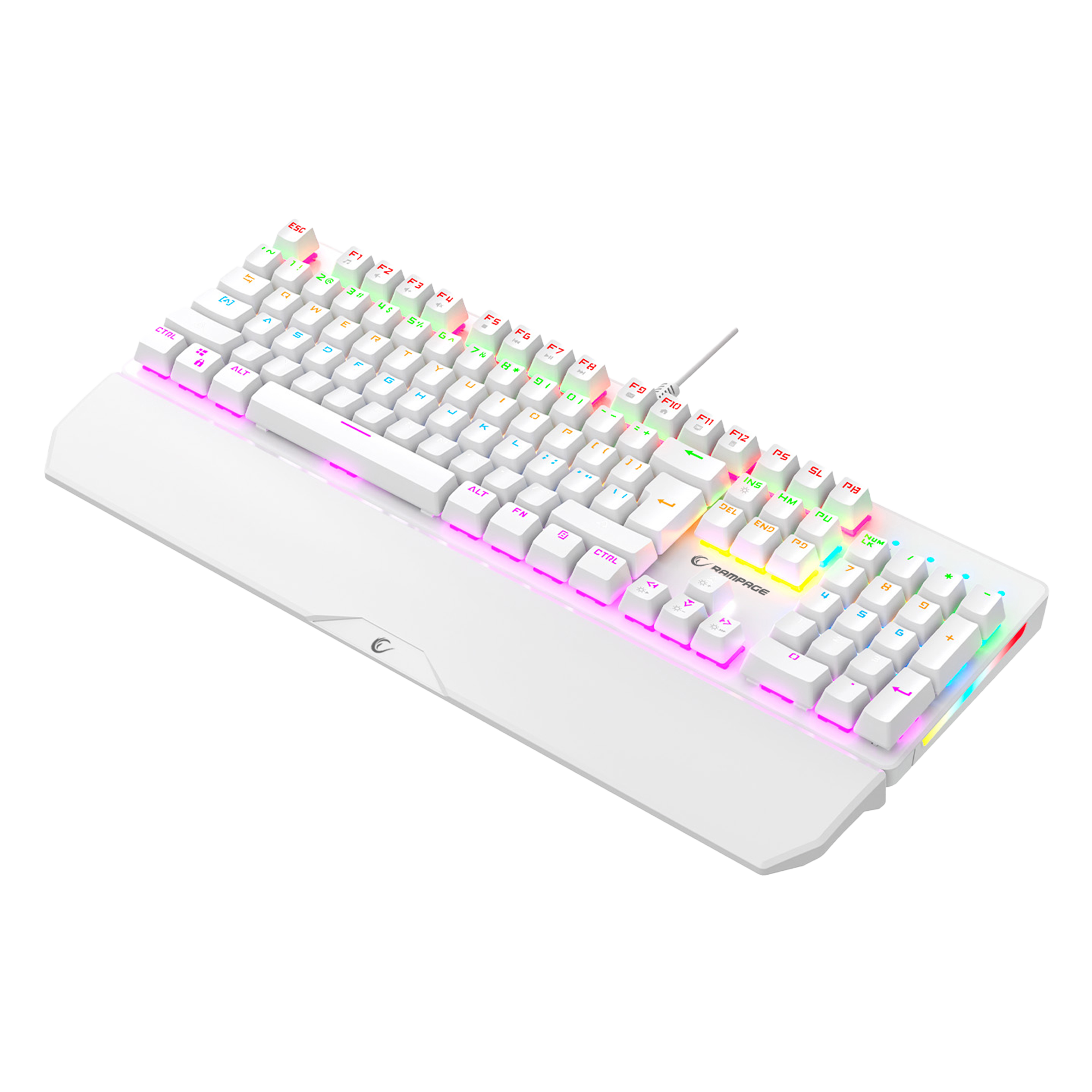 Kb-R86 US Layout English Rainbow Blue Switch Mekanik Oyuncu Klavyesi-Beyaz