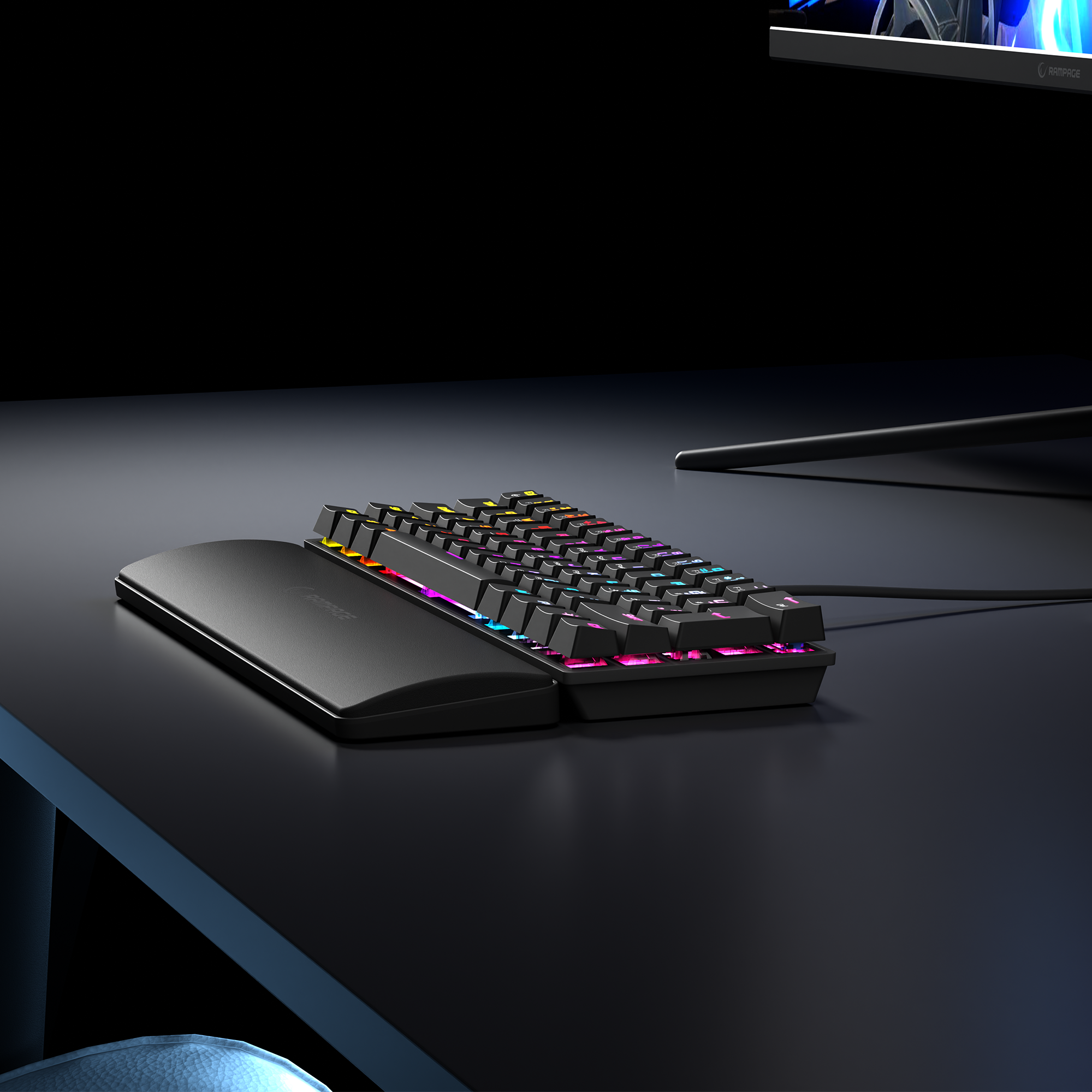 ALLY K11 - Rainbow Bilek Destekli Blue Switch Oyuncu Klavyesi-Siyah