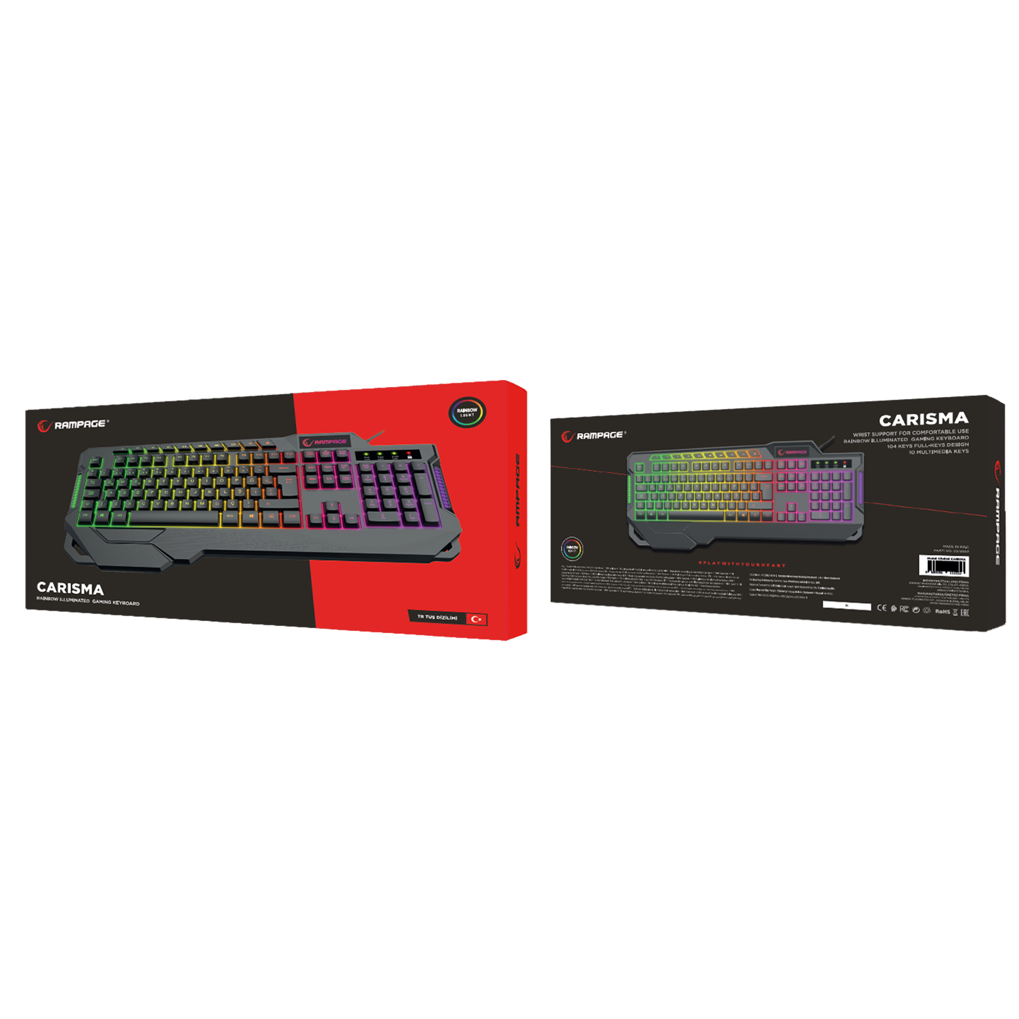 KB-R46 CARISMA USB Rainbow Aydınlatmalı Q Gaming Oyuncu Klavye