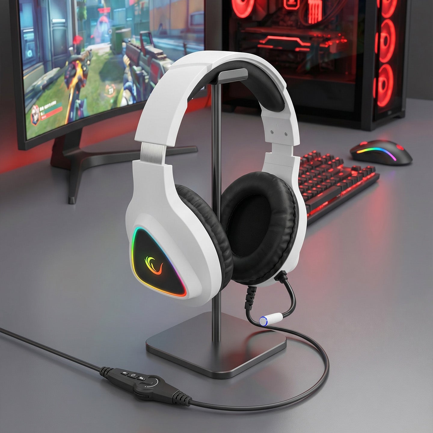 RGB 7.1 Oyuncu Kulaklığı-Beyaz