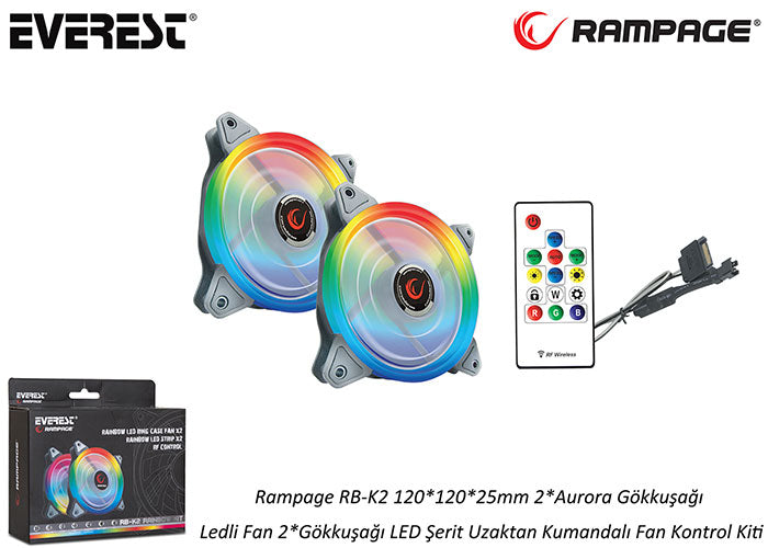 RB-K2 120*120*2 Aurora LED Şerit Uzaktan Kumandalı Fan - Rampage