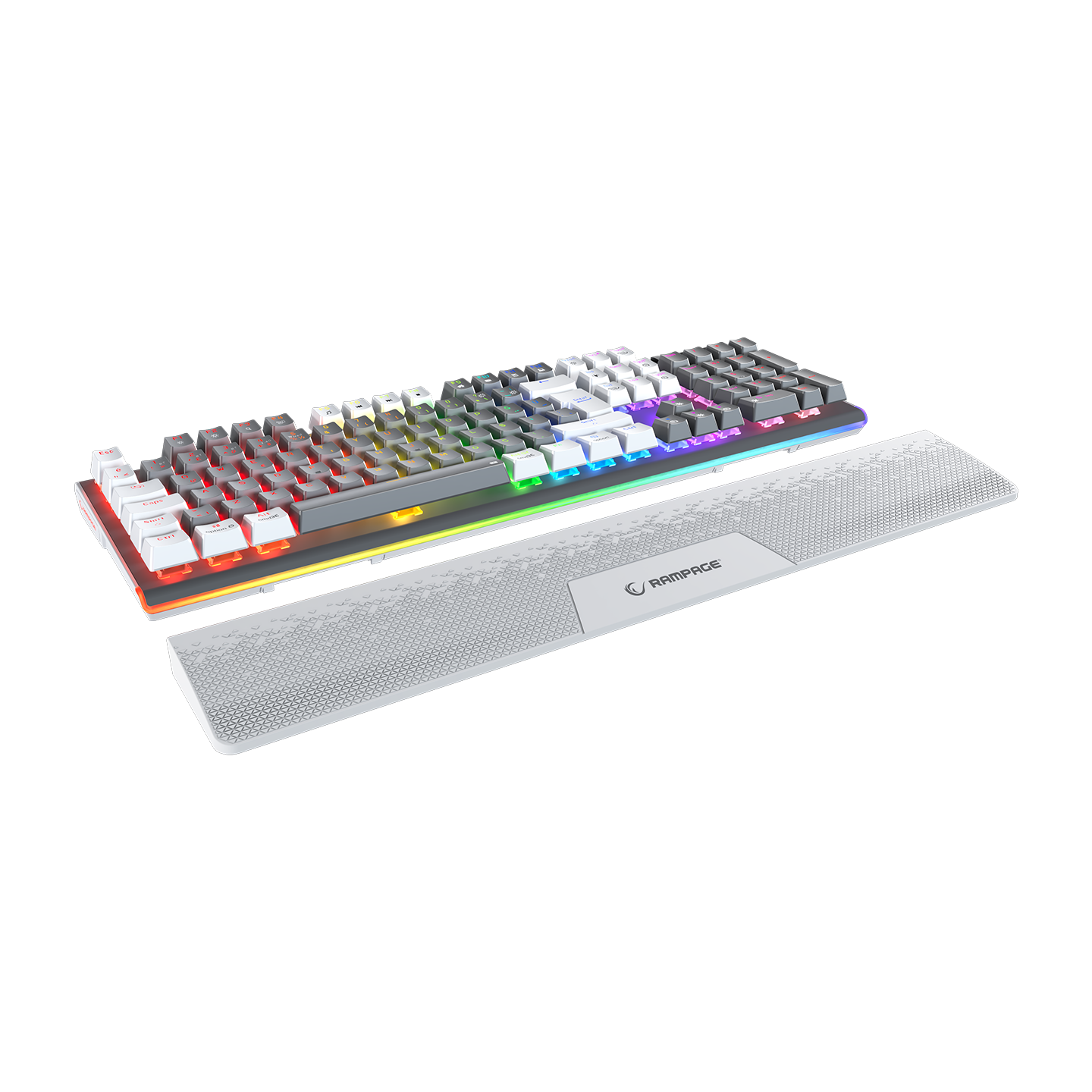 Carbon Pro Gri/Beyaz Wireless OUTEMU Red Switch Gaming Oyuncu Klavyesi - Rampage