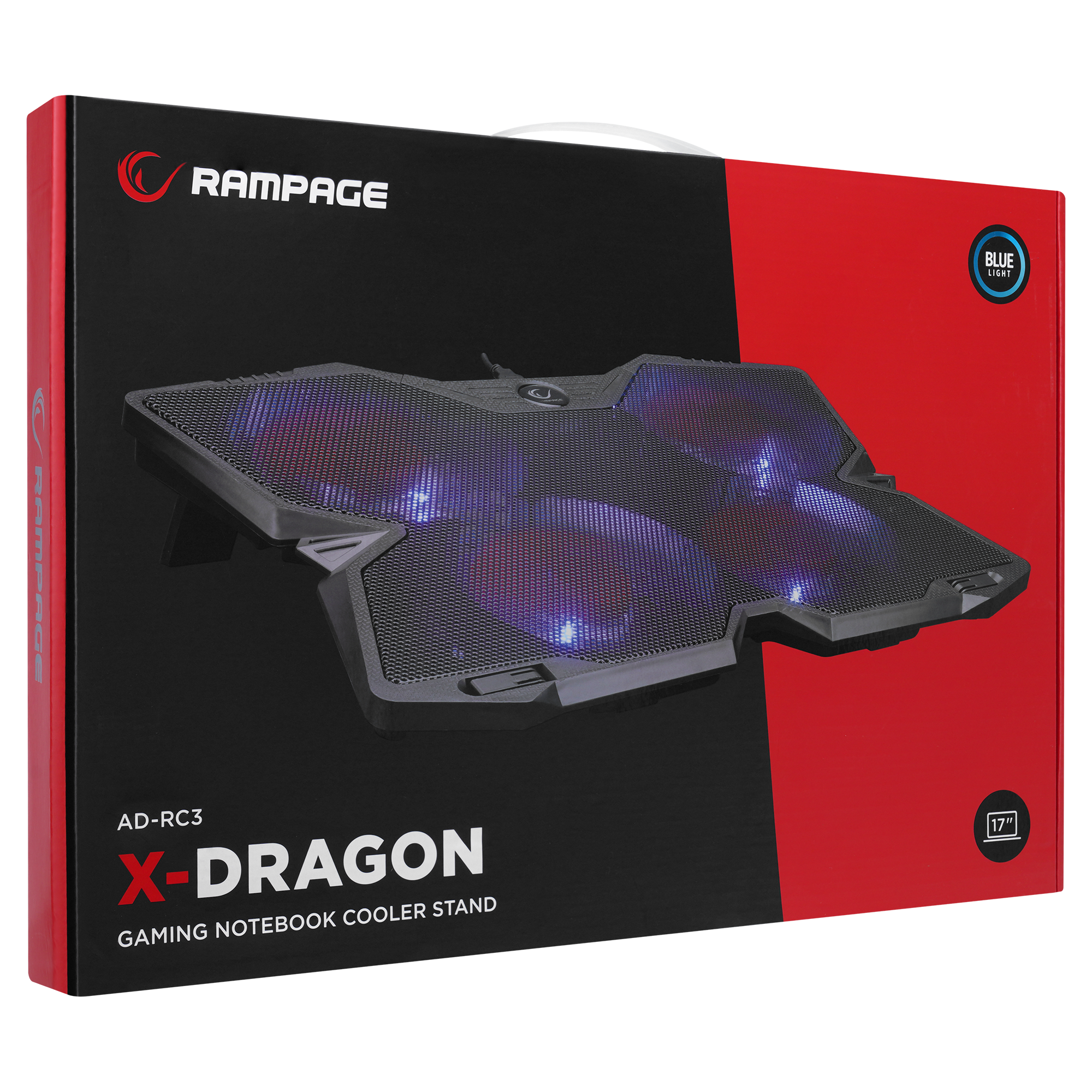 AD-RC3 X-DRAGON Siyah 4 Adet Fan 10-17 inç Notebook Soğutucu Stand - Rampage