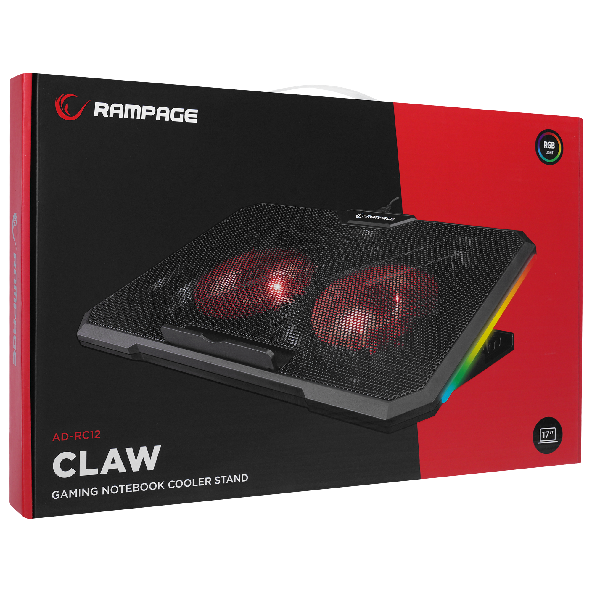 AD-RC12 GAMEZONE Siyah 2 Fan 2 USB RGB Işıklı 15-17 inç Notebook Soğutucu Stand - Rampage