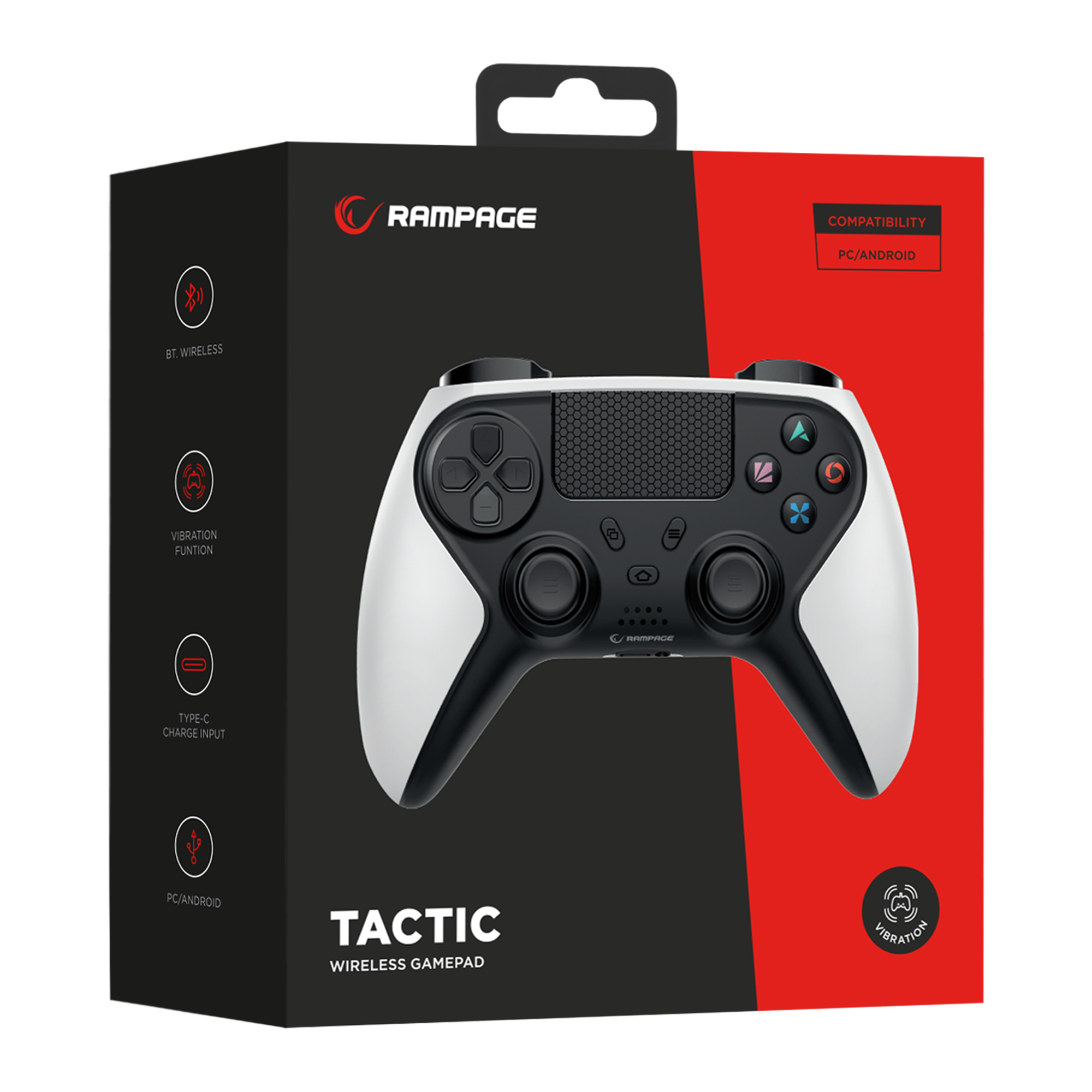 Tactic Beyaz Bluetooth Çift Titreşimli PS4-Gamepad Joypad - Rampage
