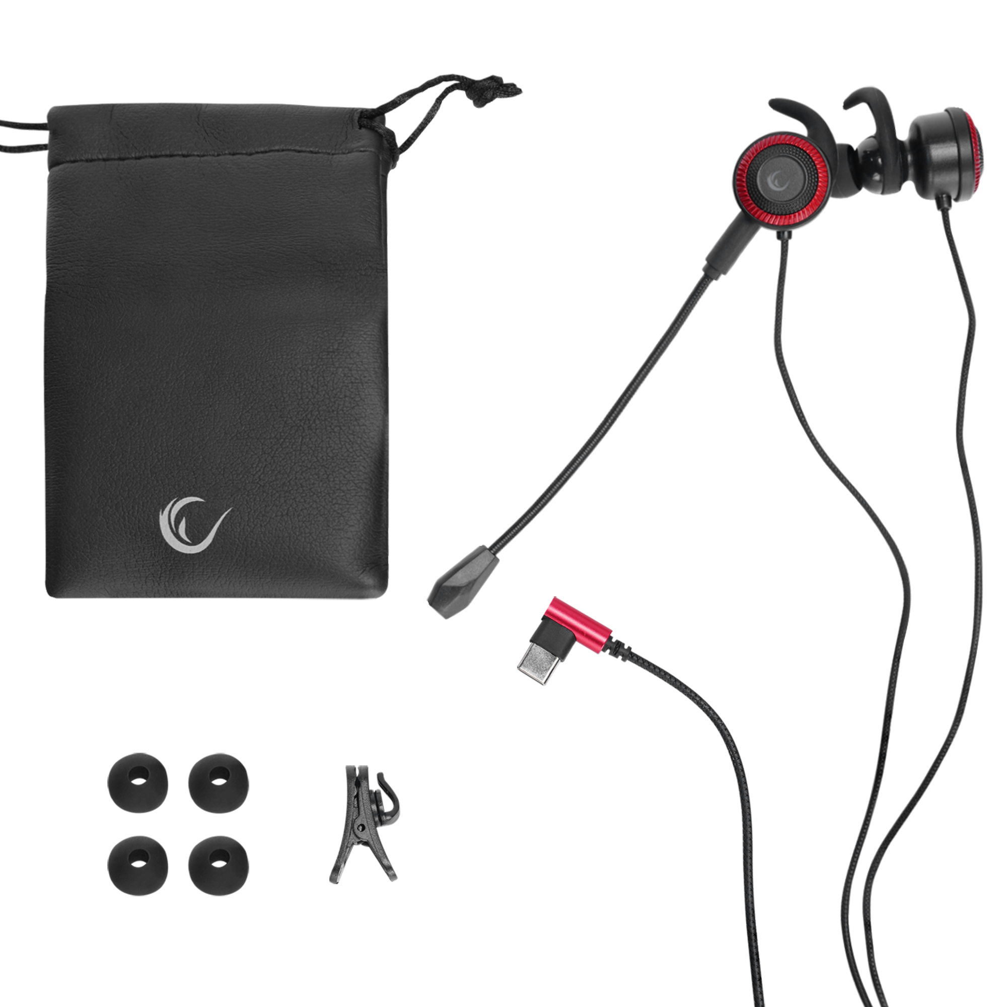 Rm-K34 Flash Type-C Telefon Uyumlu Kulak İçi Mikrofonlu Oyuncu Kulaklık-Kırmızı