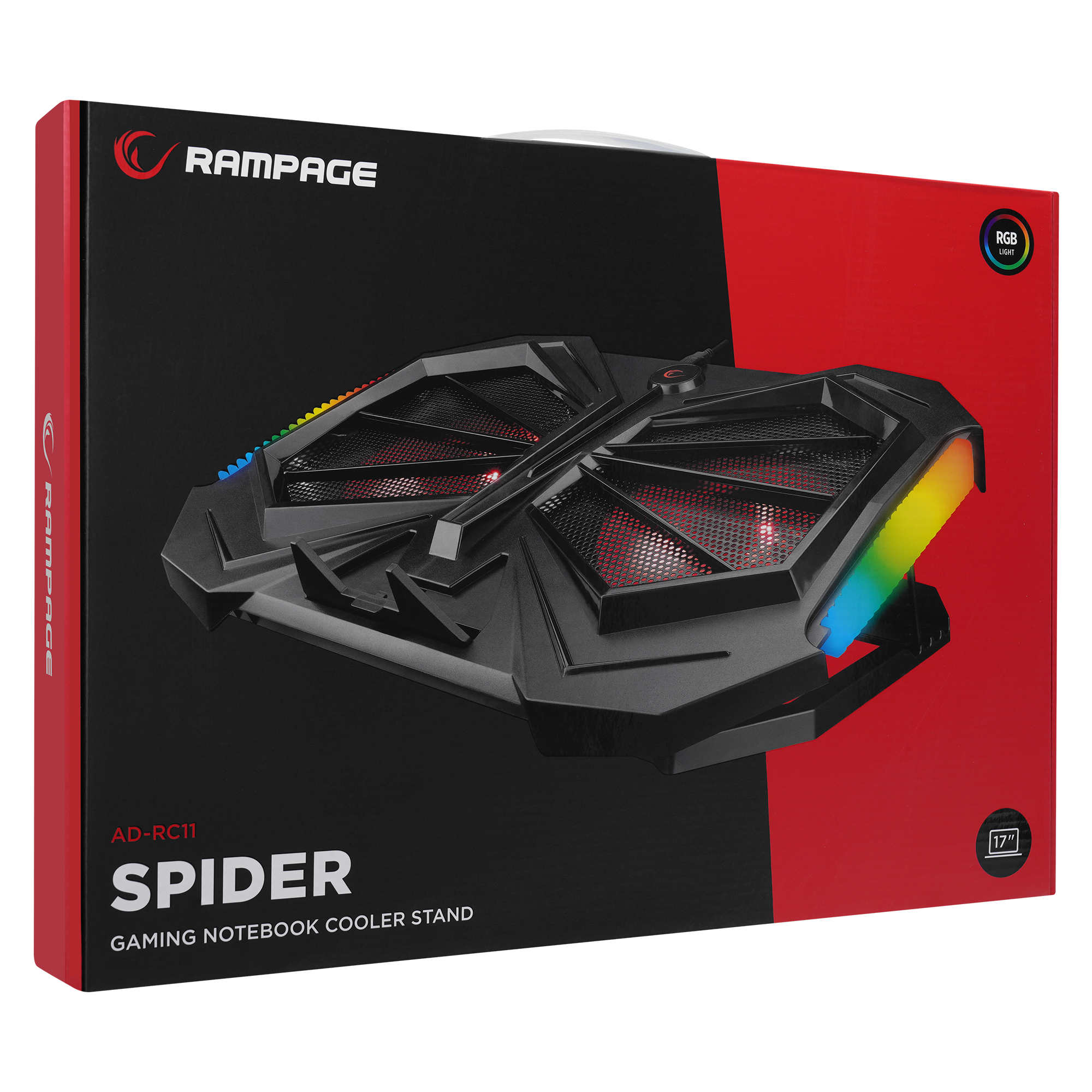 AD-RC11 SPIDER Siyah RGB Işıklı 2 Fan 15-17 inç Notebook Soğutucu Stand - Rampage