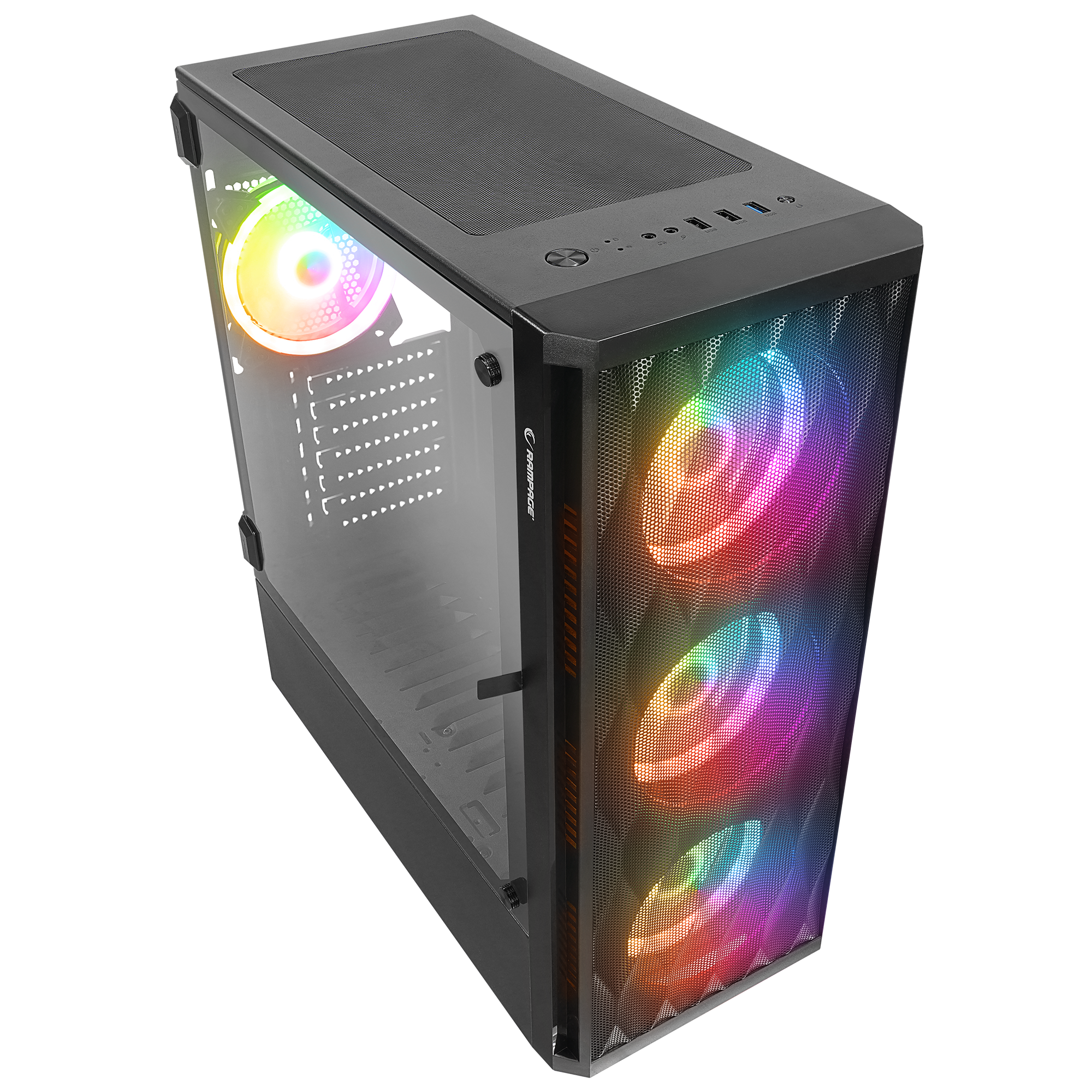 X-HORSE 850W 80+ 4*12cm ARGB Fan+Kontrolcü Manyetik Temperli Camlı Mid-T Gaming Oyuncu Kasası - Rampage