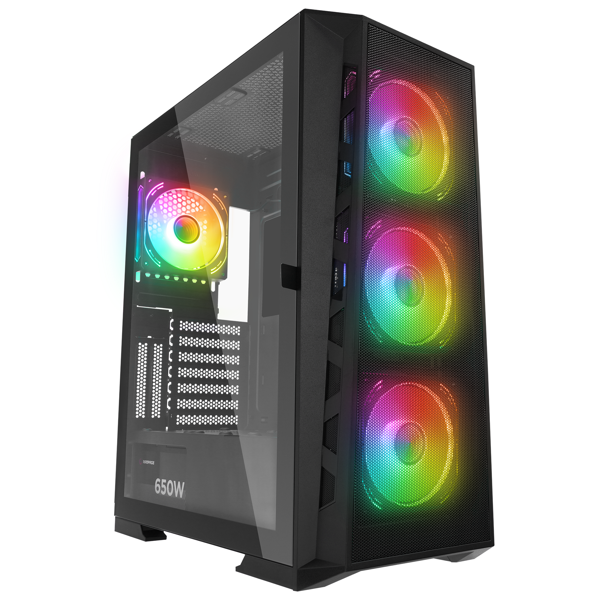 GLARE Mesh 650W 80+ Siyah ATX Mid-T Gaming Oyuncu Kasası - Rampage