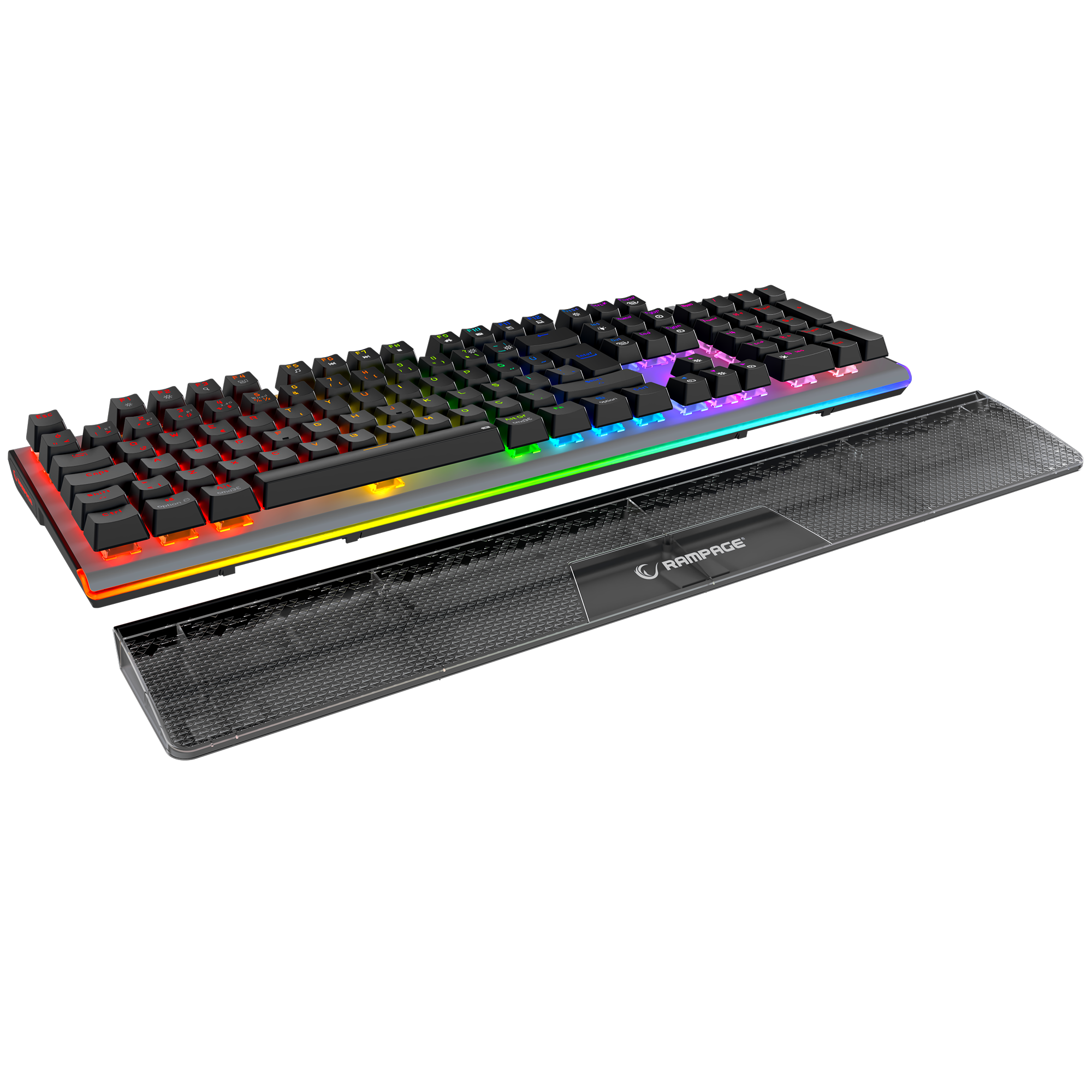 Carbon Siyah RGB Q Bilek Destekli Blue Switch Gaming Oyuncu Klavyesi - Rampage