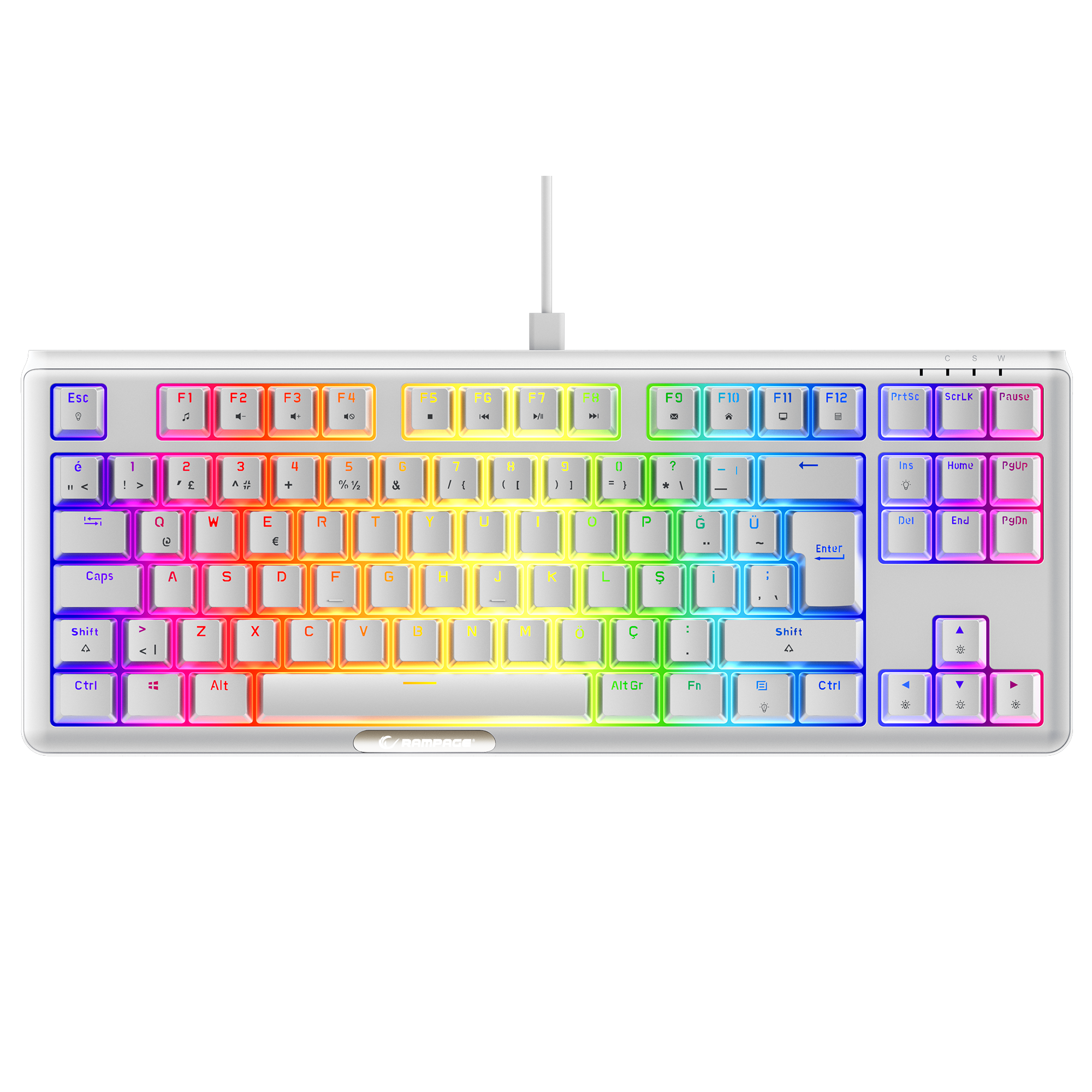 CLAW Beyaz TKL BLUE SWITCH Mekanik Gaming Oyuncu Klavyesi - Rampage