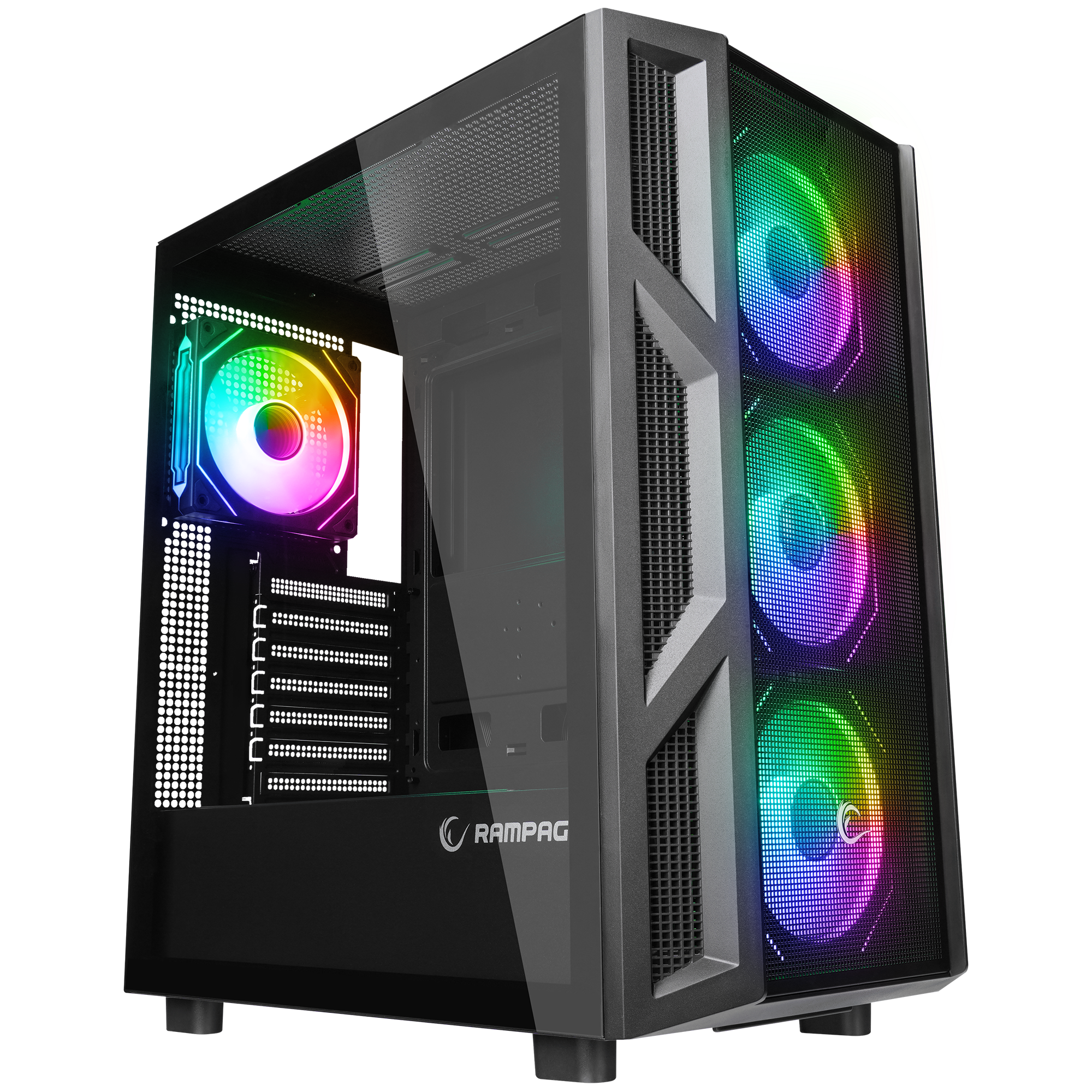 HUMBLE Mesh 650W 80 Plus Bronze Siyah Temperli Camlı 4x12cm RGB Fan ATX Mid-T Gaming Oyuncu Kasası - Rampage