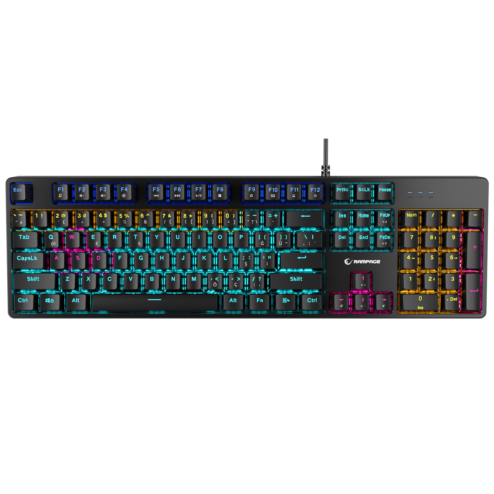Nimbus Rainbow Red Switch Mekanik Oyuncu Klavyesi-Siyah