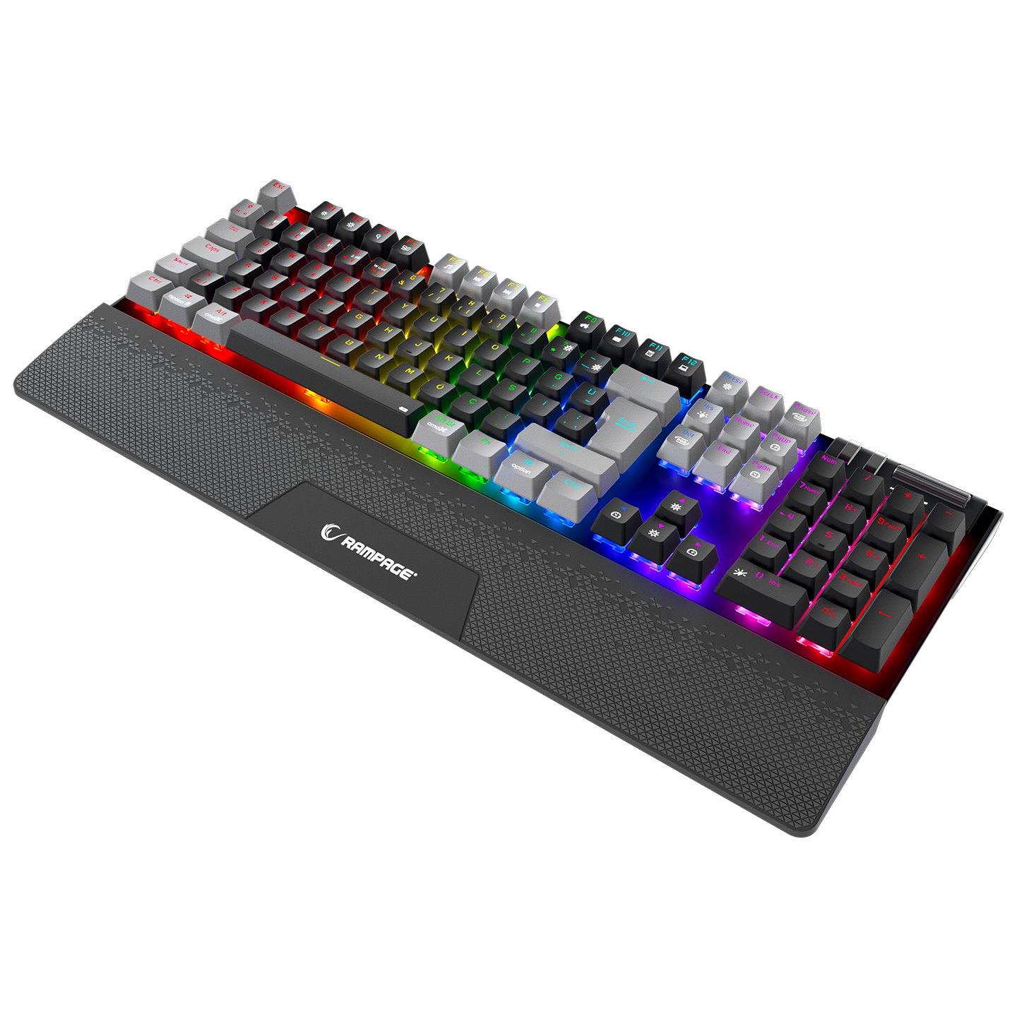 Carbon Pro Siyah/Gri Wireless OUTEMU Red Switch Gaming Oyuncu Klavyesi - Rampage