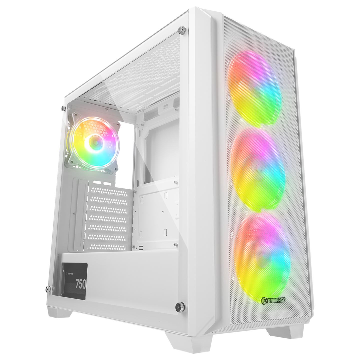 ELYSIAN MESH 750W 80 Plus Bronze Temperli Camlı Mid-T Beyaz Oyuncu Kasası - Rampage