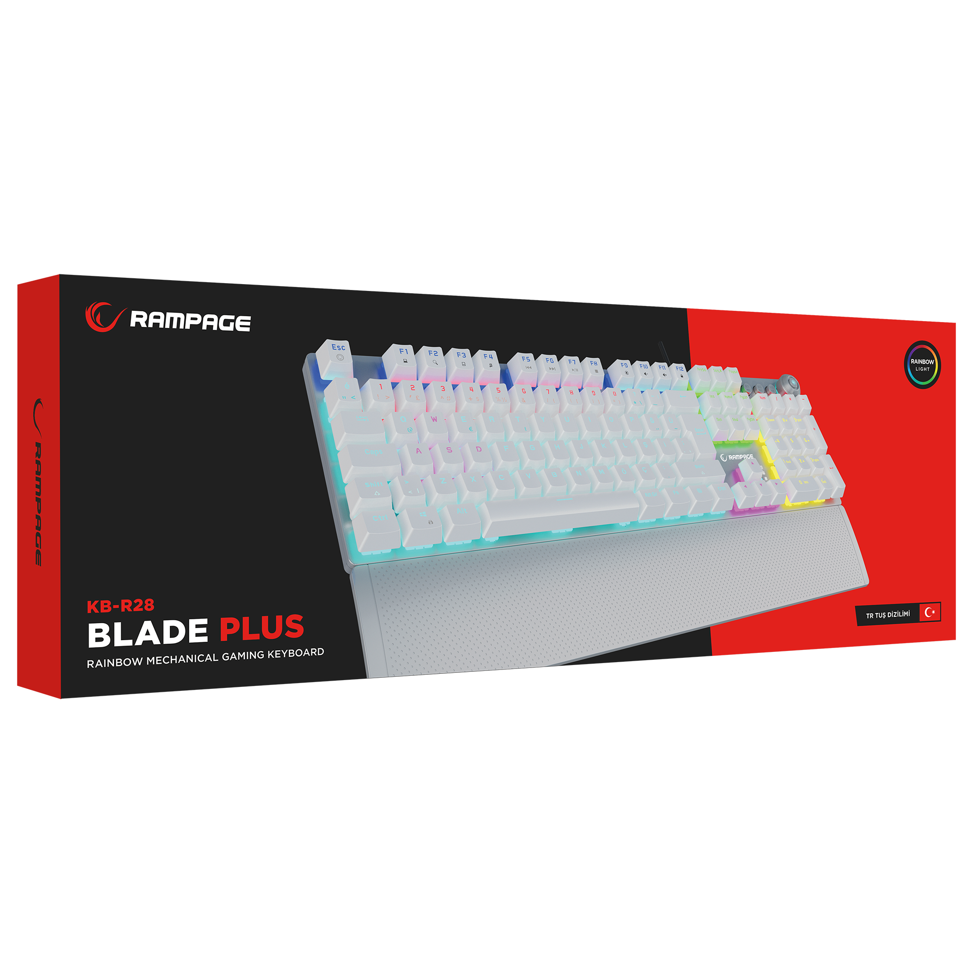 KB-R28 BLADE PLUS Beyaz Tam Türkçe Red Switch Gaming Klavye - Rampage