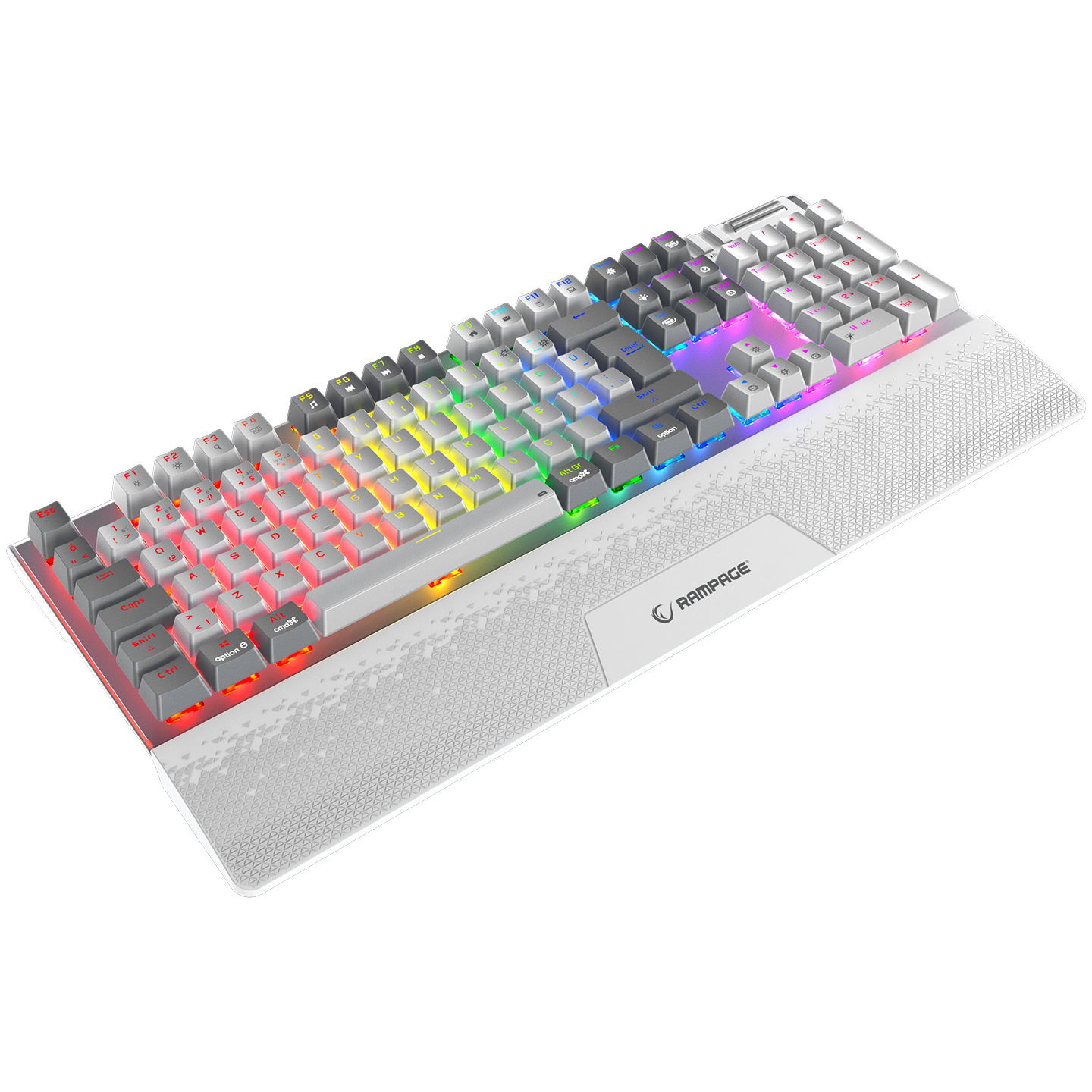 Carbon Pro Beyaz/Gri Wireless OUTEMU Red Switch Gaming Oyuncu Klavyesi - Rampage