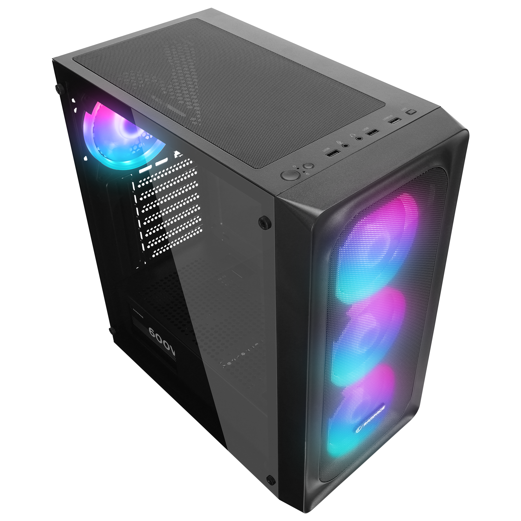 ARMOR V2 600W 80 Plus Bronze Temper Camlı 4*12cm RGB Fan Gaming Oyuncu Kasası - Rampage