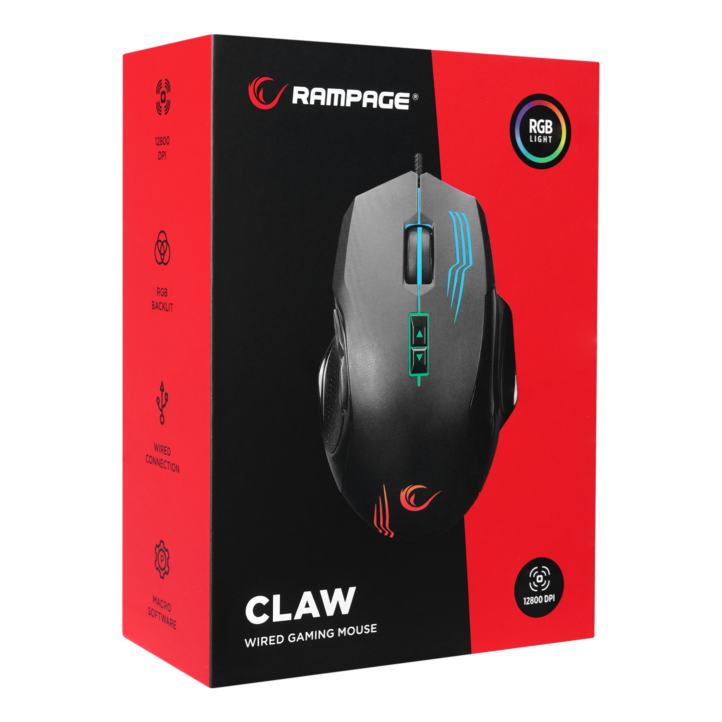 SMX-G38 CLAW Usb 7 Makro Tuşlu RGB 12800 DPI Gaming Oyuncu Mouse - Rampage