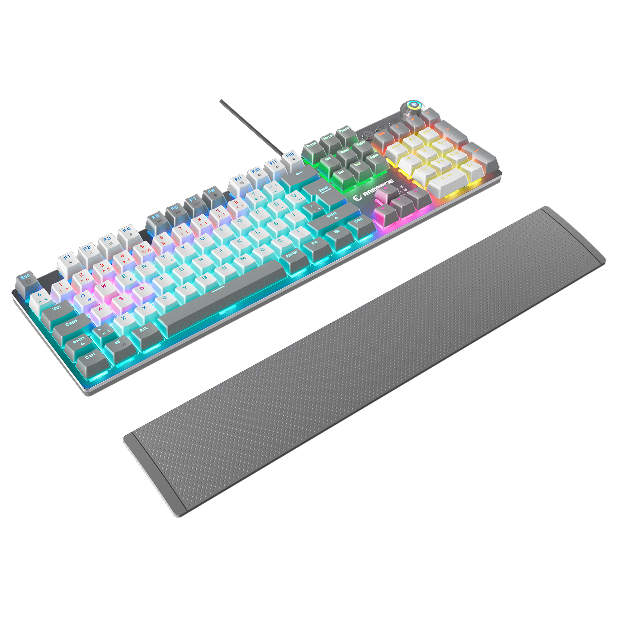 KB-R28 BLADE PLUS Beyaz / Gri Tam Türkçe Red Switch Gaming Klavye - Rampage