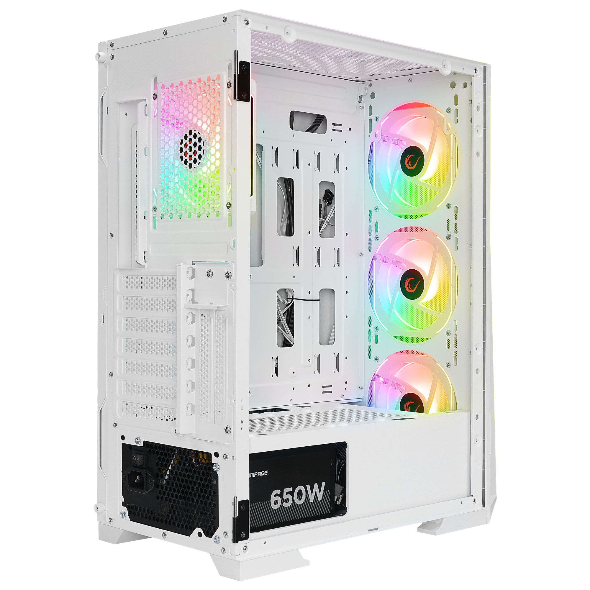 GLARE Mesh 650W 80+ Beyaz ATX Mid-T Gaming Oyuncu Kasası - Rampage