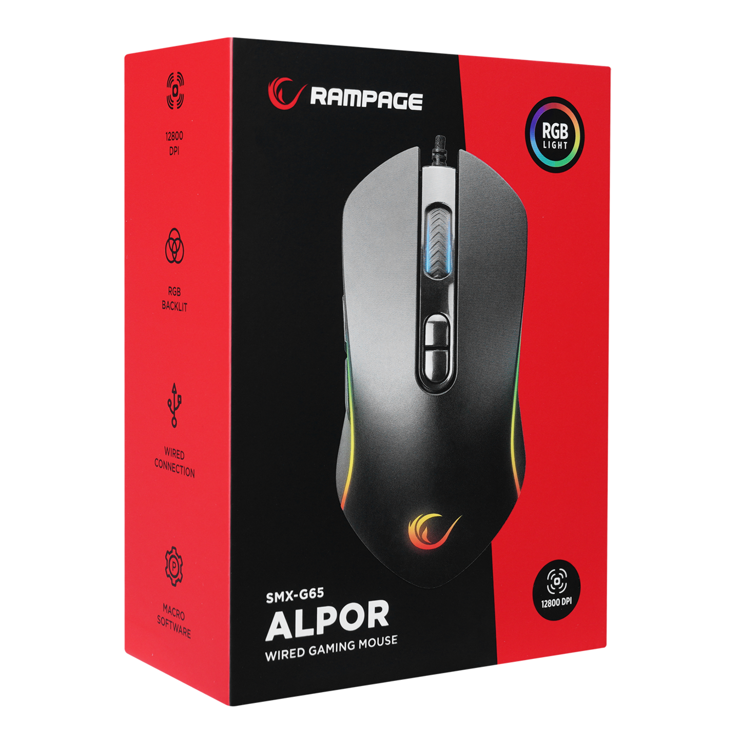 SMX-G65 ALPOR Usb 7 Tuşlu 7200dpi RGB Ledli Gaming Oyuncu Mouse - Rampage