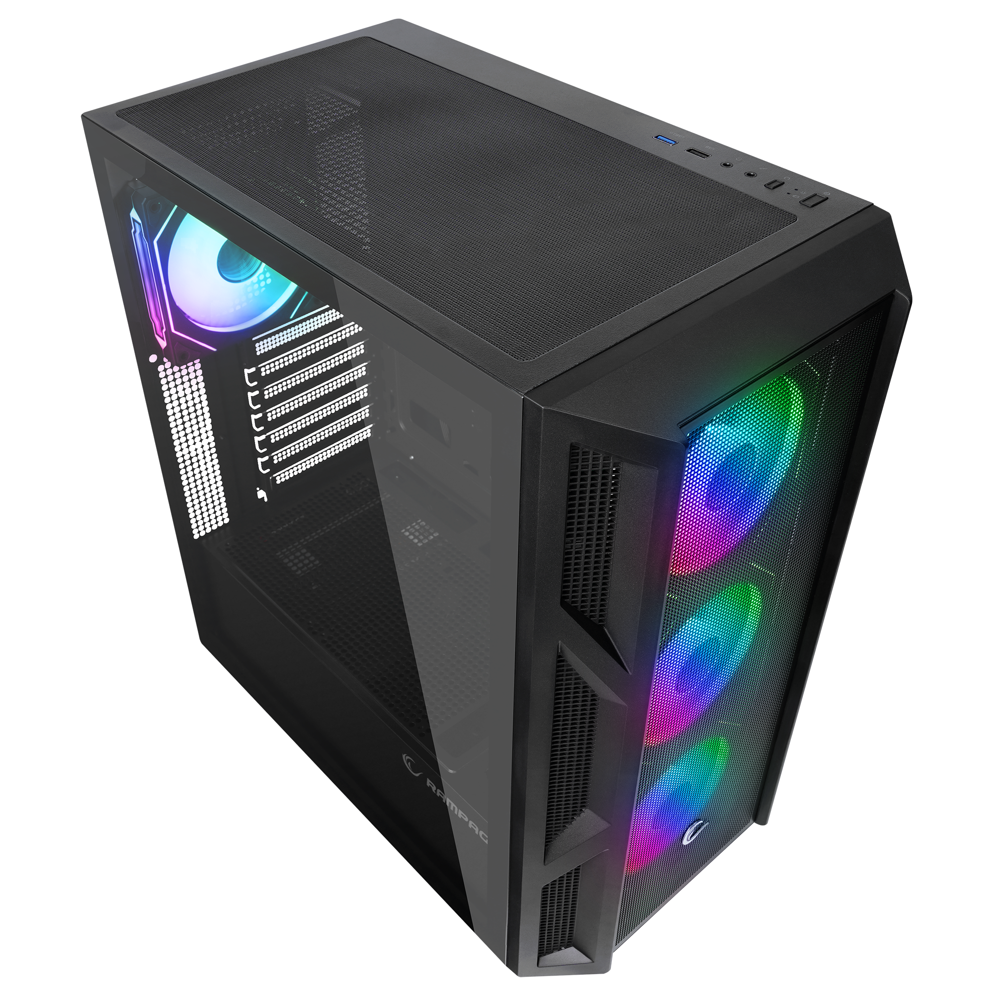 HUMBLE Mesh 650W 80 Plus Bronze Siyah Temperli Camlı 4x12cm RGB Fan ATX Mid-T Gaming Oyuncu Kasası - Rampage