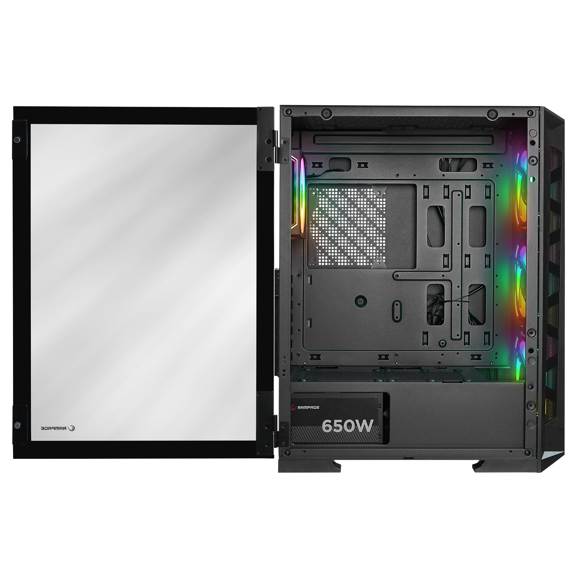 GLARE Mesh 650W 80+ Siyah ATX Mid-T Gaming Oyuncu Kasası - Rampage