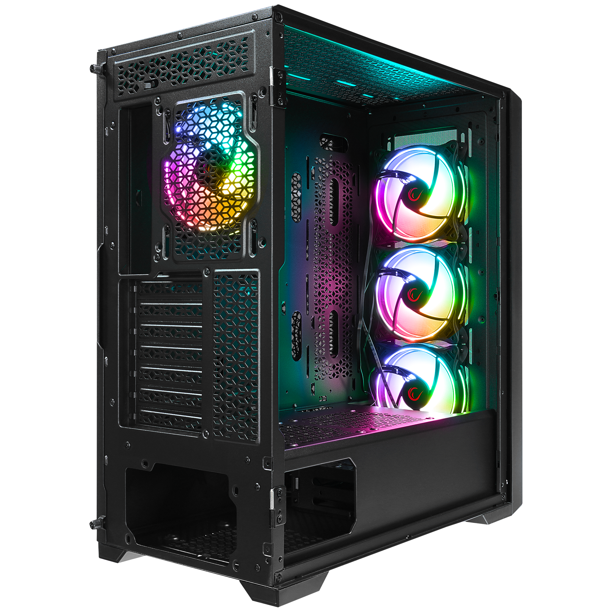 SIRIUS Temperli Camlı Siyah 4*12cm RGB Fan E-ATX Mid-T Gaming Oyuncu Kasası - Rampage