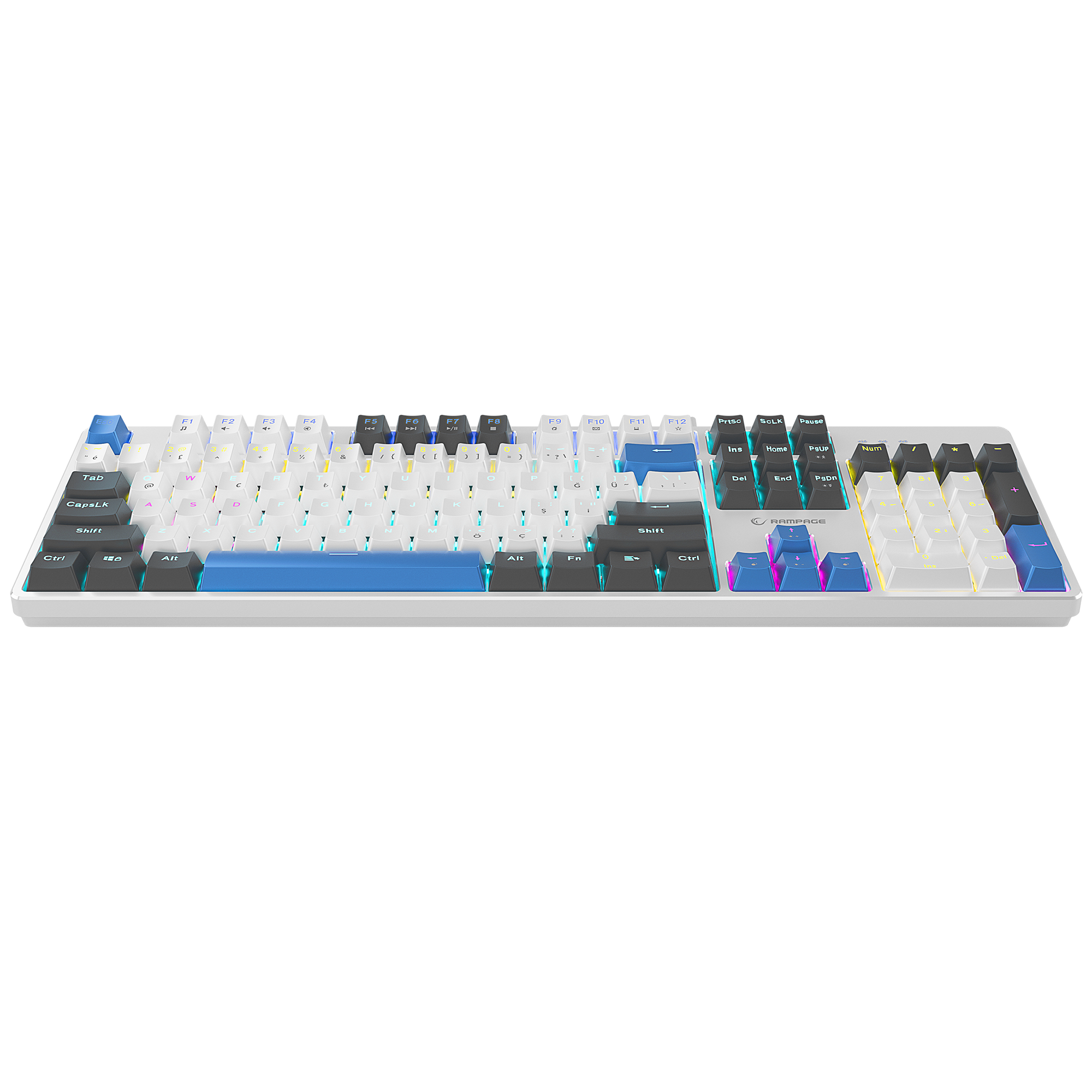 Nimbus Rainbow Red Switch Mekanik Oyuncu Klavyesi-Beyaz