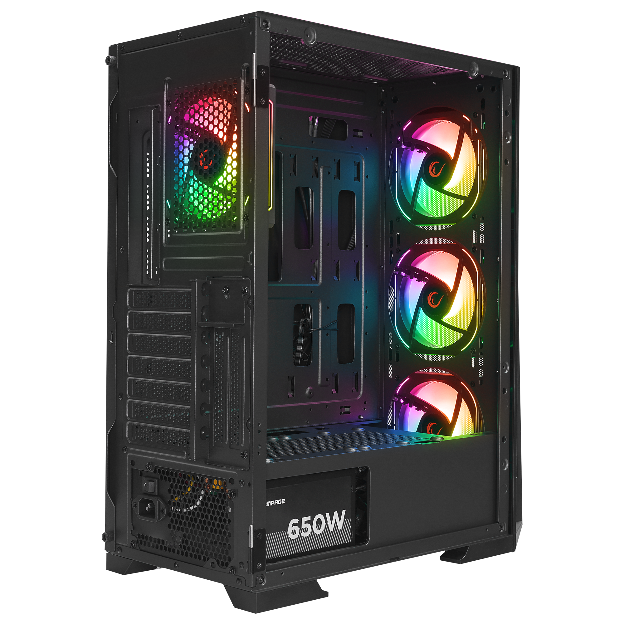 GLARE Mesh 650W 80+ Siyah ATX Mid-T Gaming Oyuncu Kasası - Rampage