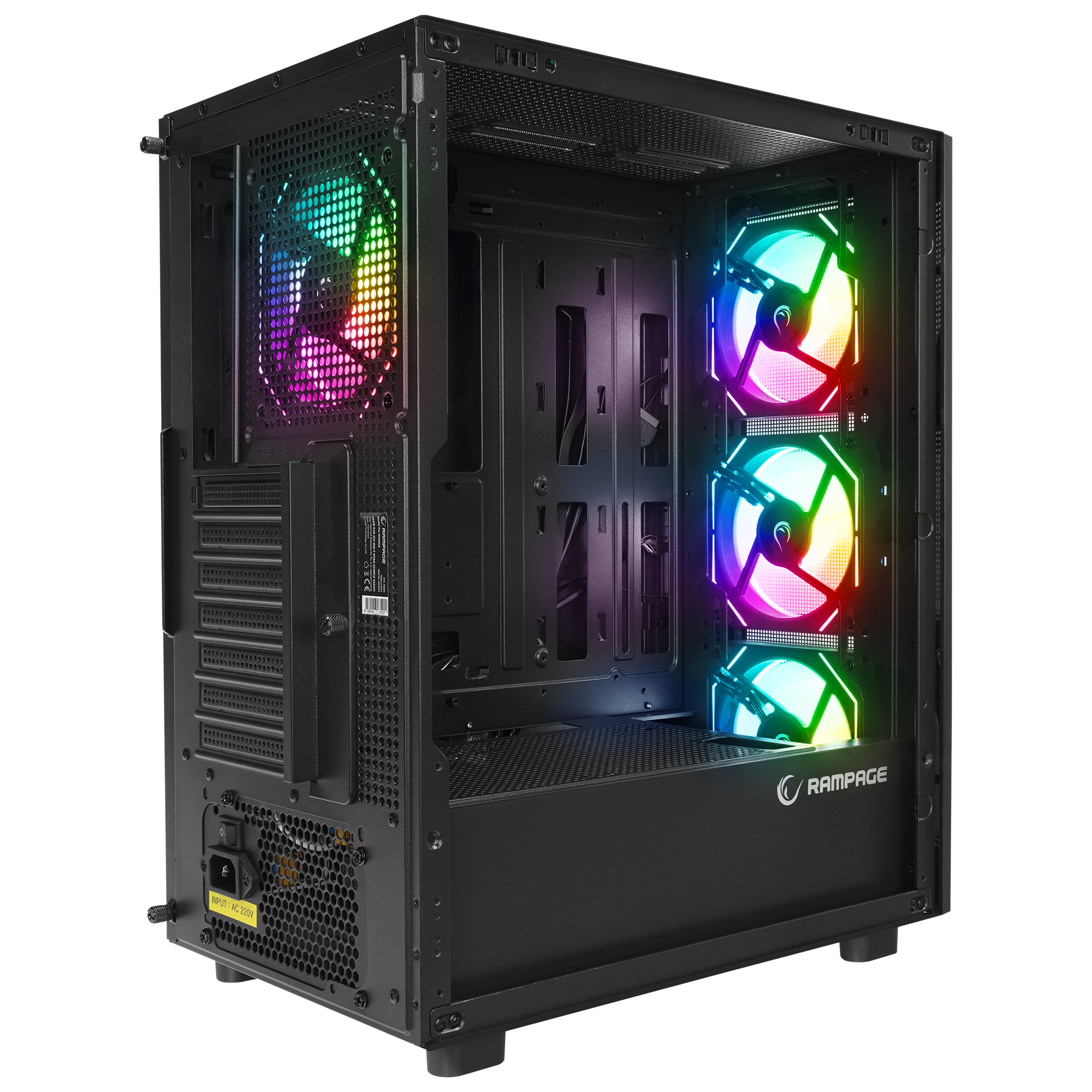 HUMBLE Mesh 650W 80 Plus Bronze Siyah Temperli Camlı 4x12cm RGB Fan ATX Mid-T Gaming Oyuncu Kasası - Rampage