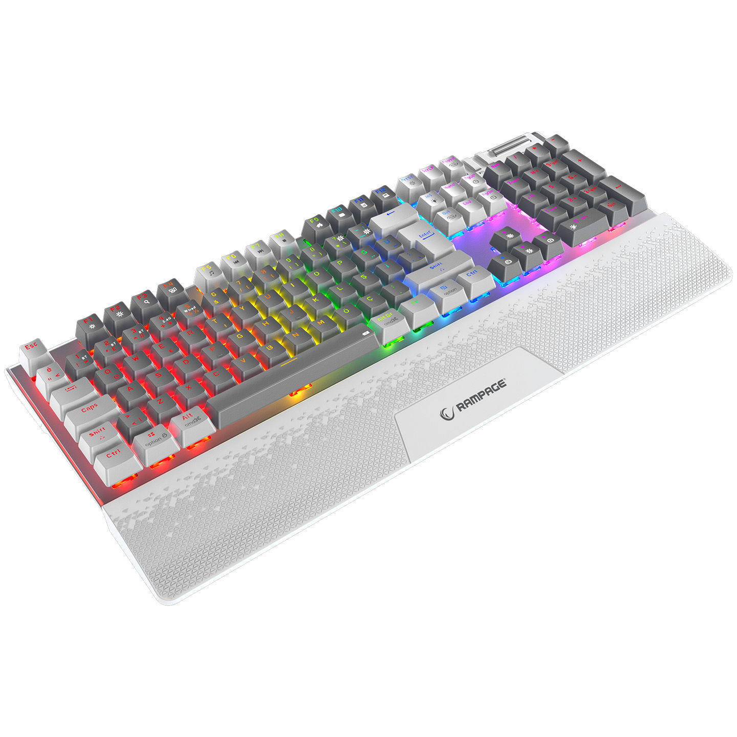 Carbon Pro Gri/Beyaz Wireless OUTEMU Red Switch Gaming Oyuncu Klavyesi - Rampage