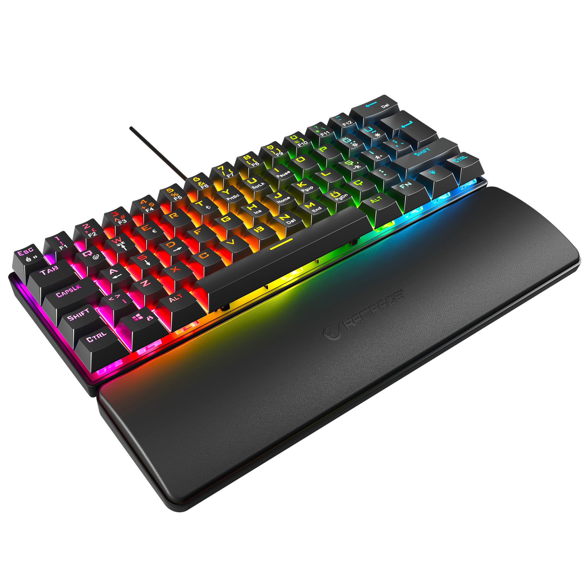 Rainbow Bilek Destekli Blue Switch Oyuncu Klavyesi-Siyah