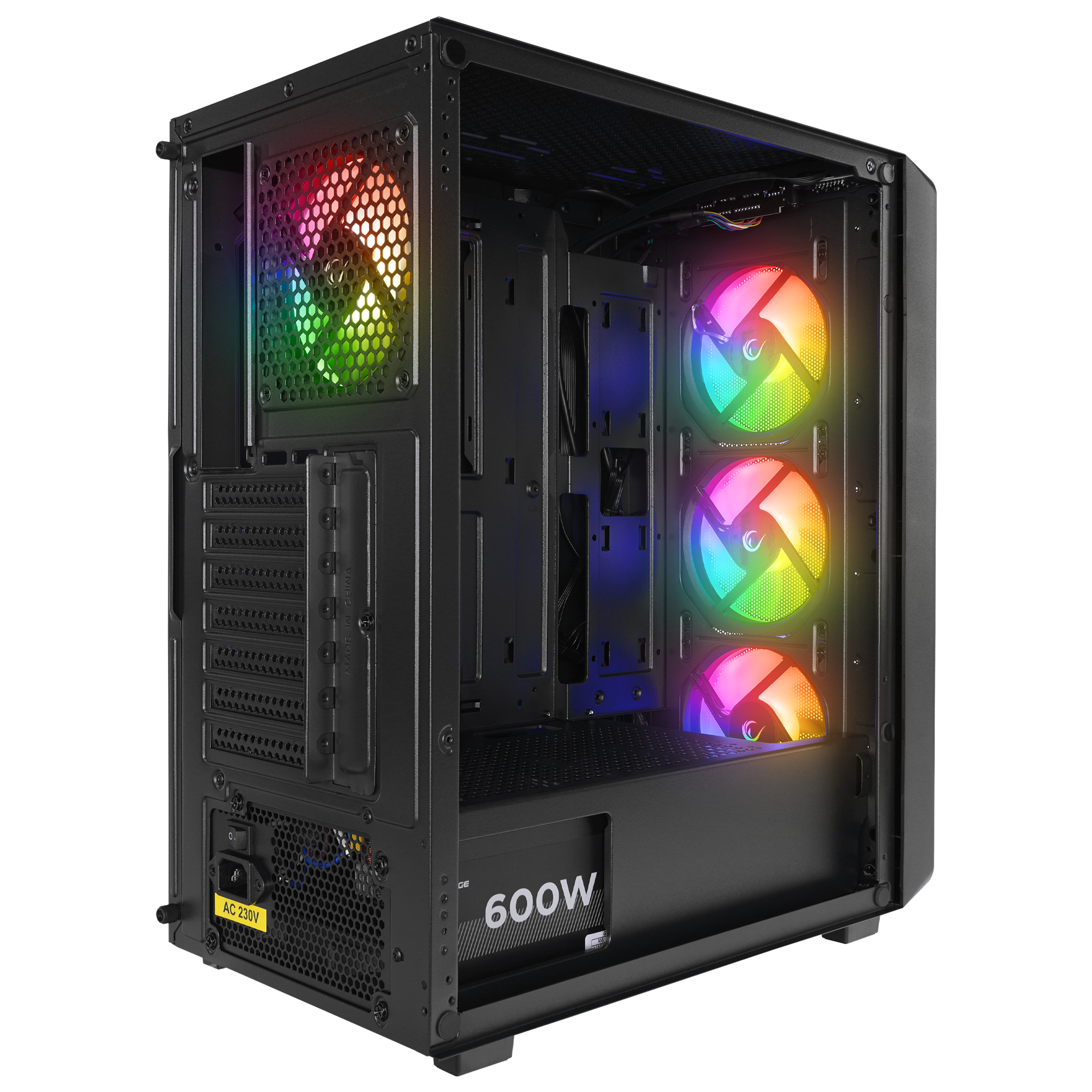 ARMOR V2 600W 80 Plus Bronze Temper Camlı 4*12cm RGB Fan Gaming Oyuncu Kasası - Rampage