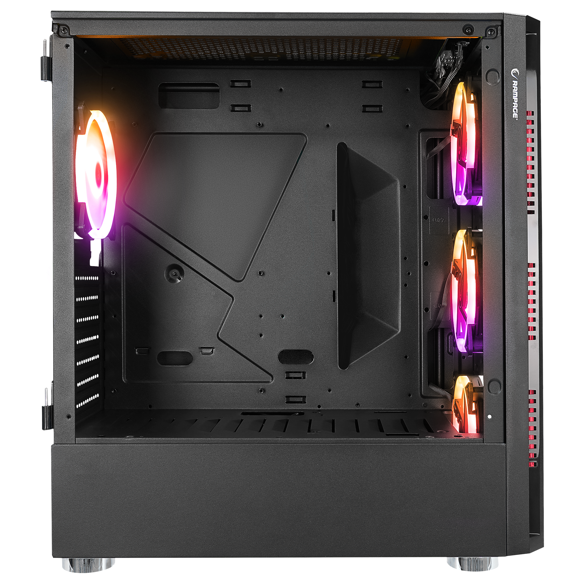 X-HORSE 850W 80+ 4*12cm ARGB Fan+Kontrolcü Manyetik Temperli Camlı Mid-T Gaming Oyuncu Kasası - Rampage