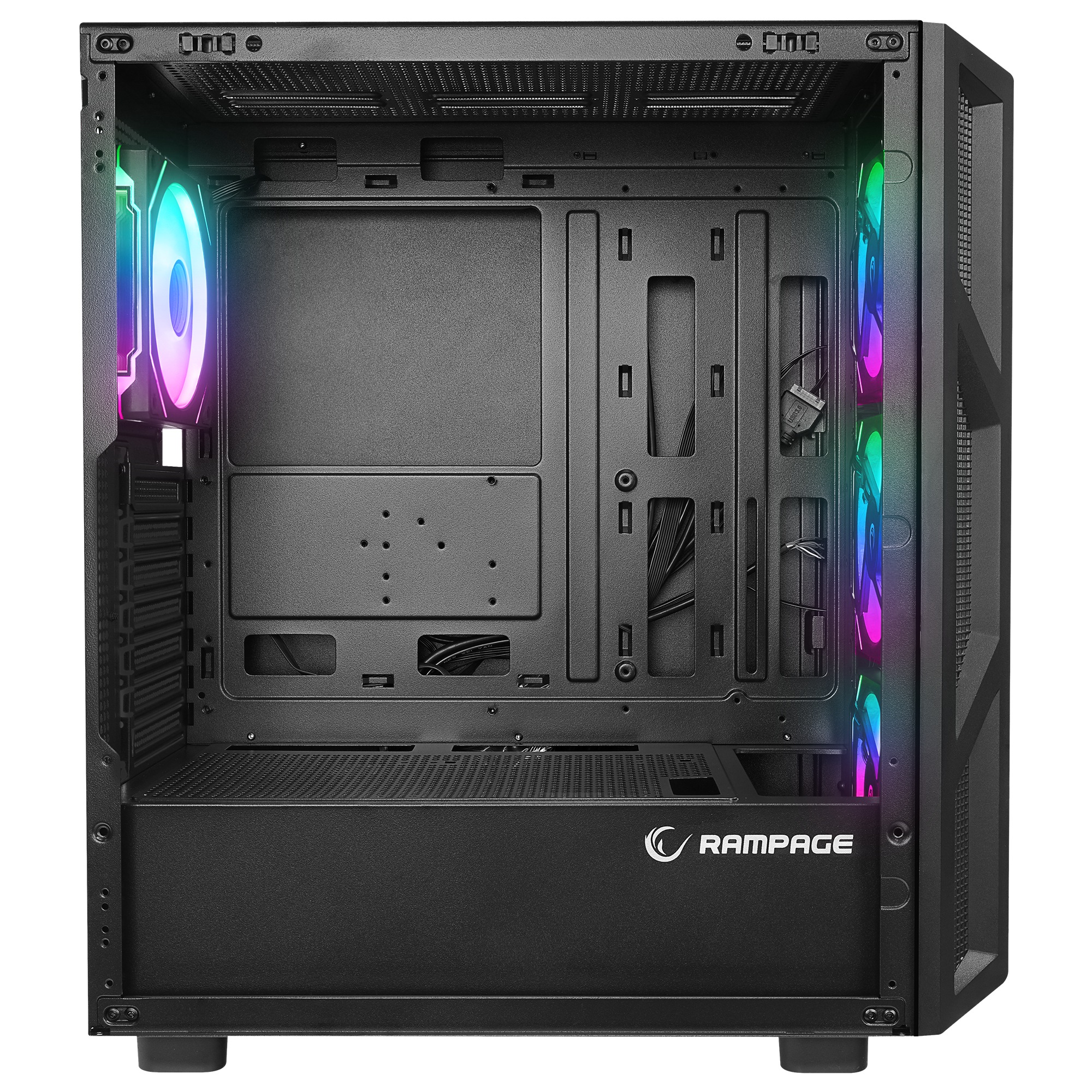 HUMBLE Mesh 650W 80 Plus Bronze Siyah Temperli Camlı 4x12cm RGB Fan ATX Mid-T Gaming Oyuncu Kasası - Rampage