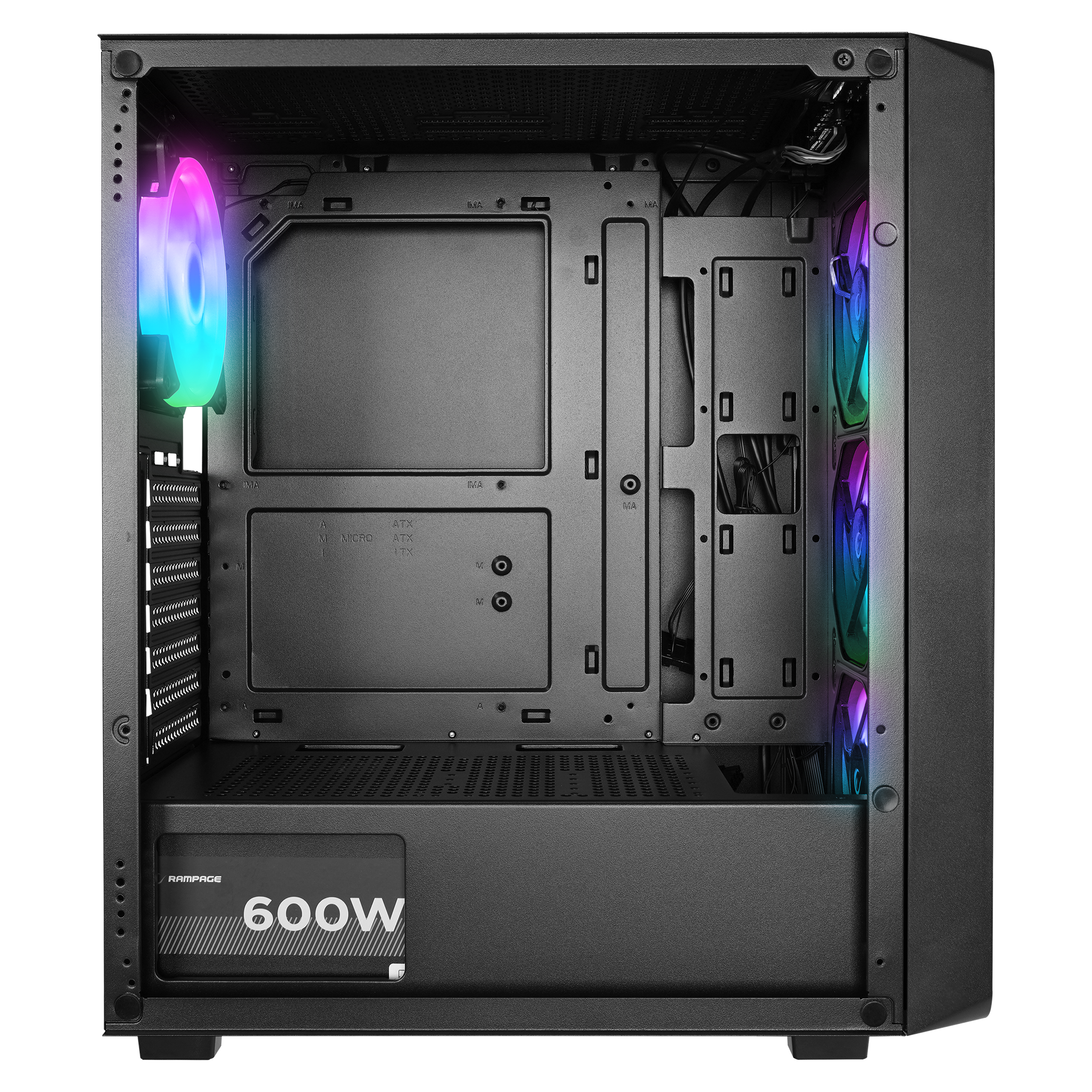 ARMOR V2 600W 80 Plus Bronze Temper Camlı 4*12cm RGB Fan Gaming Oyuncu Kasası - Rampage