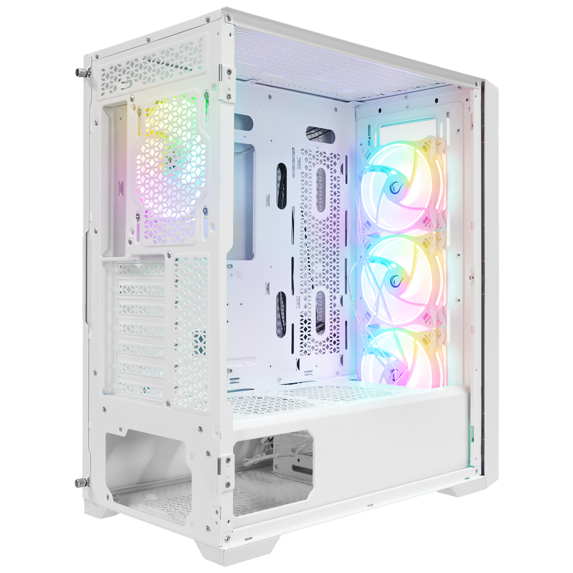 SIRIUS Temperli Camlı Beyaz 4*12cm RGB Fan E-ATX Mid-T Gaming Oyuncu Kasası - Rampage