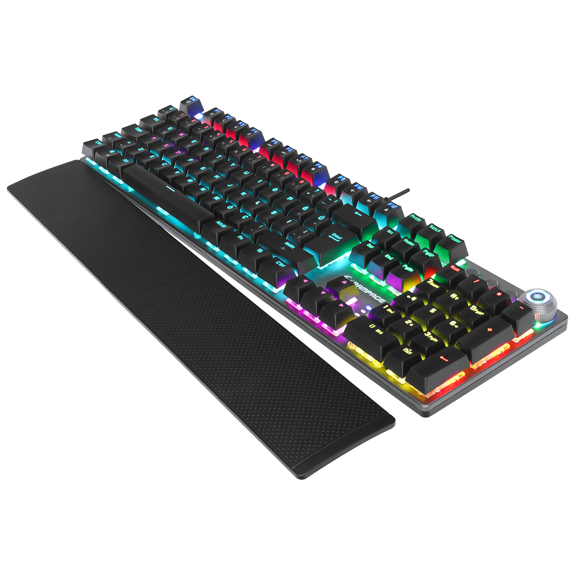 KB-R28 BLADE PLUS Siyah/Gümüş Gökkuşağı Aydınlatmalı Tam Türkçe Blue Switch Mekanik Gaming Klavye - Rampage