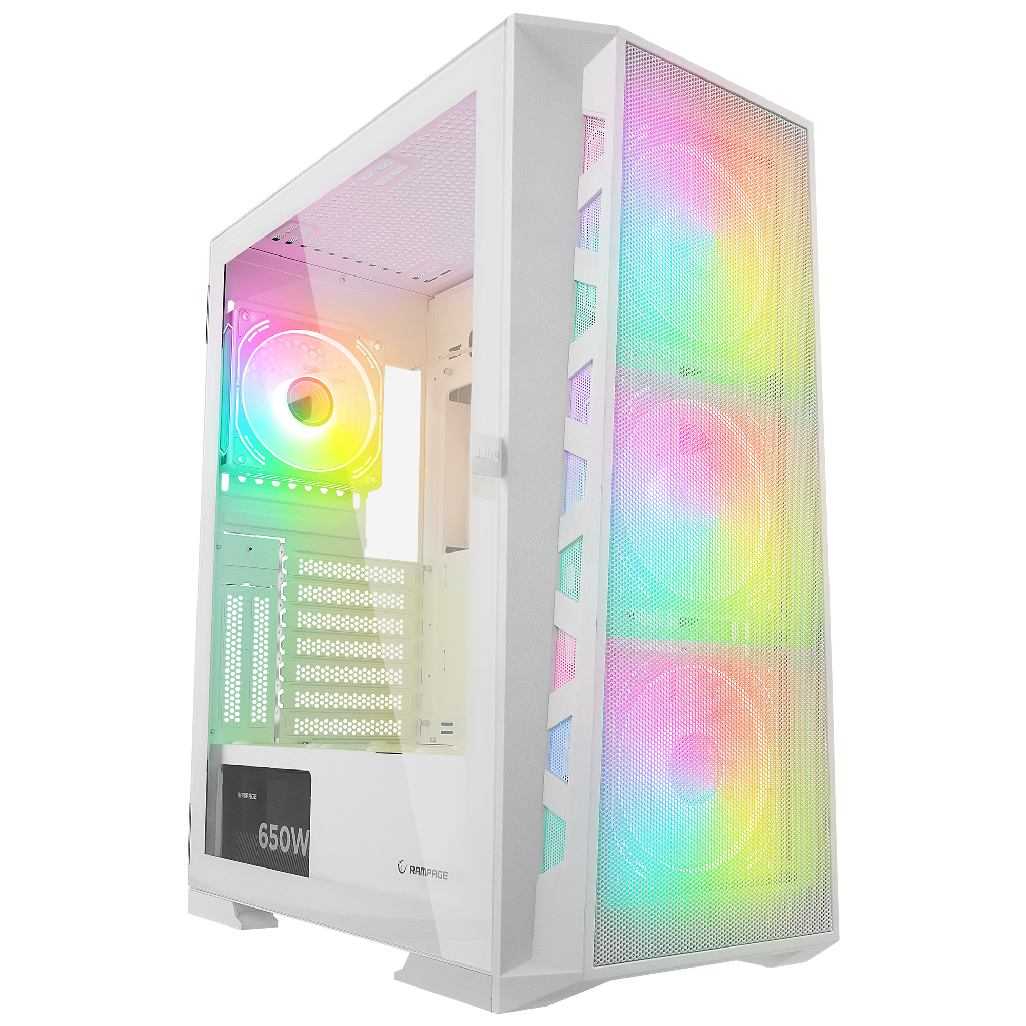 GLARE Mesh 650W 80+ Beyaz ATX Mid-T Gaming Oyuncu Kasası - Rampage