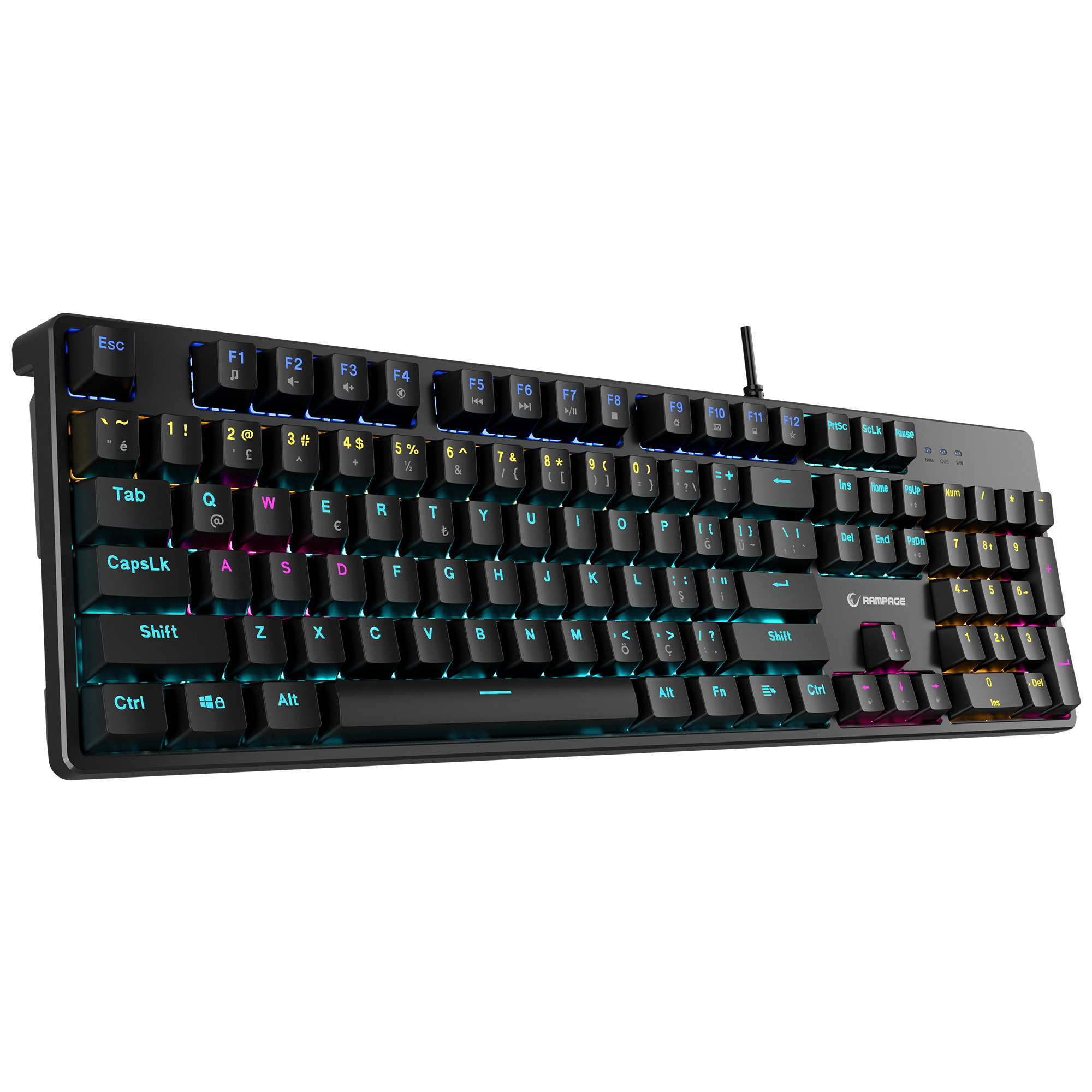 Nimbus Rainbow Red Switch Mekanik Oyuncu Klavyesi-Siyah