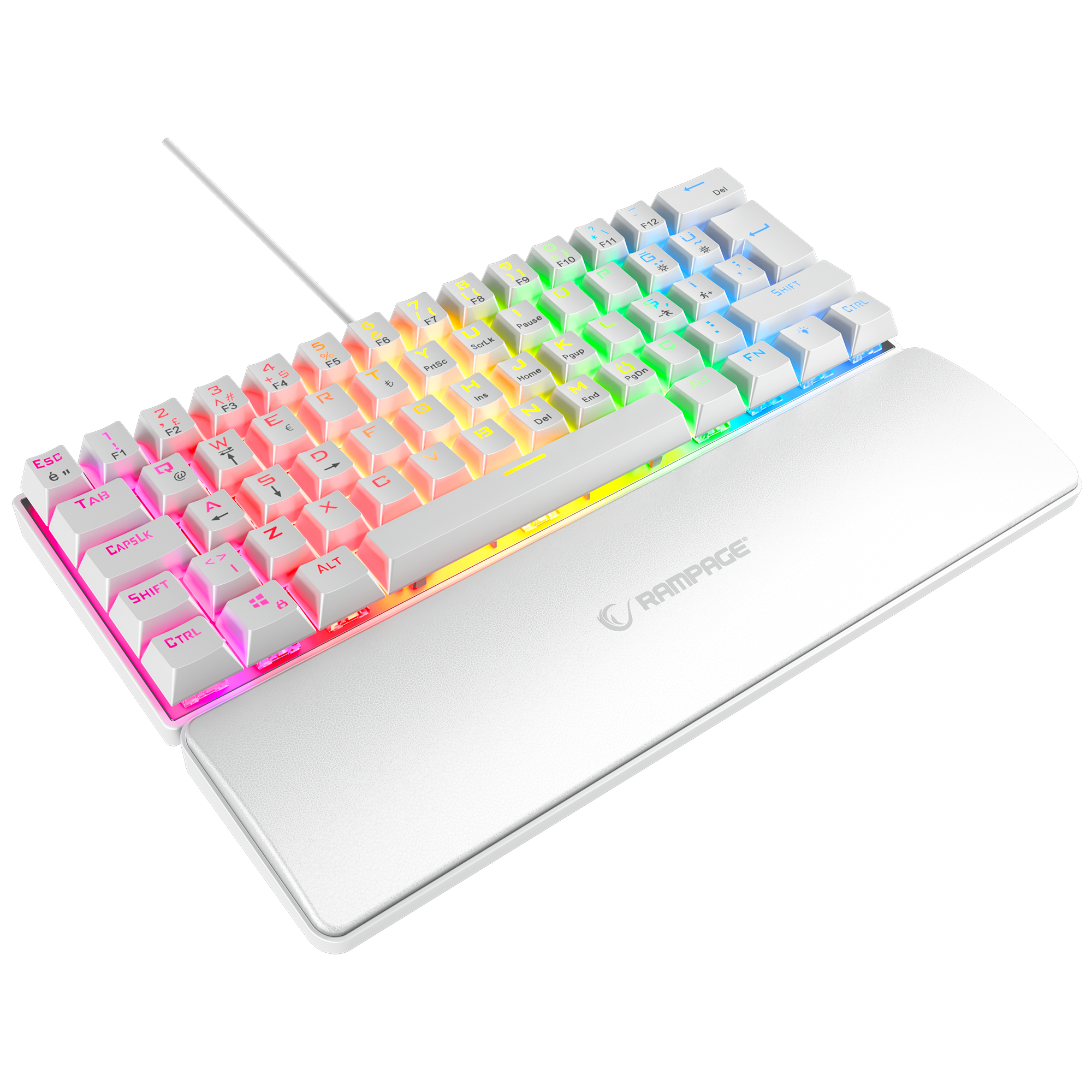 ALLY K11 Rainbow Wrist Rest Blue Switch Gaming Keyboard-White