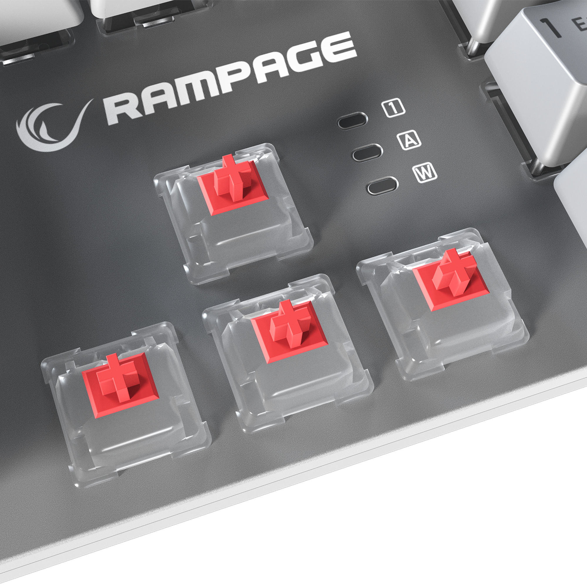 KB-R28 BLADE PLUS Beyaz / Gri Tam Türkçe Red Switch Gaming Klavye - Rampage