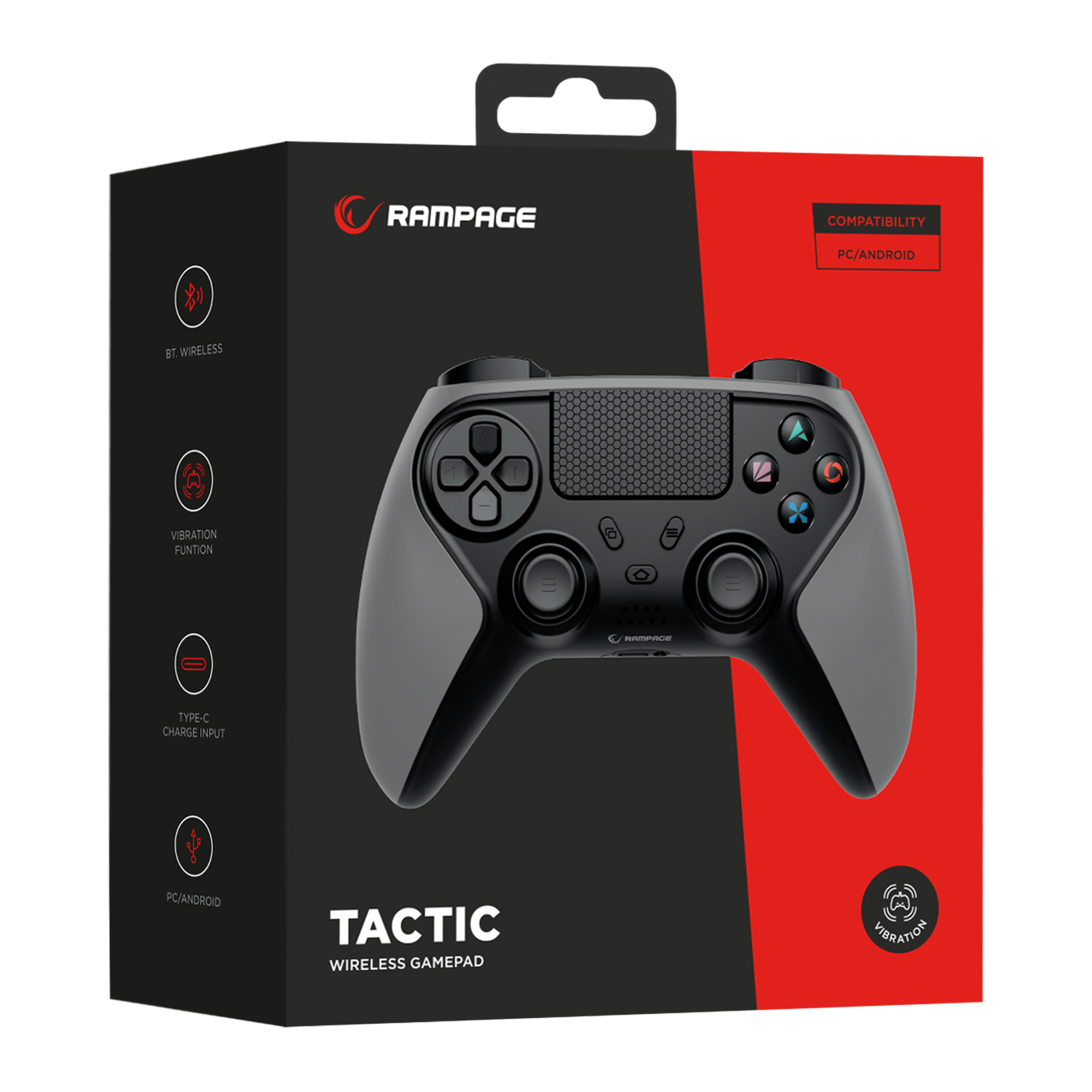 Tactic Metalik Siyah Bluetooth Çift Titreşimli PS4-Gamepad Joypad - Rampage
