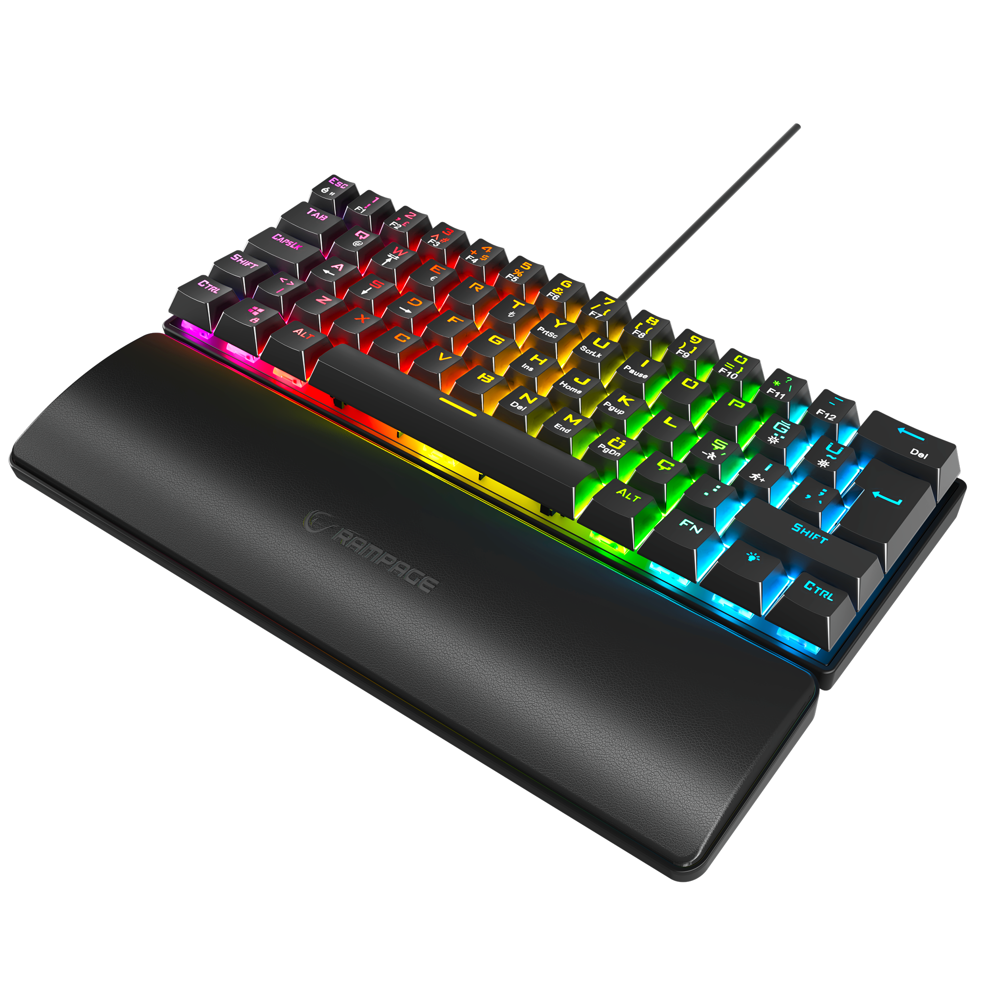 Rainbow Bilek Destekli Blue Switch Oyuncu Klavyesi-Siyah