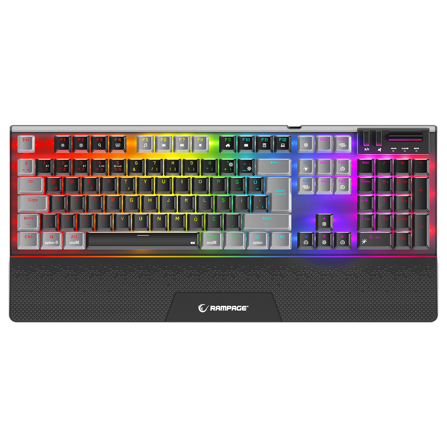 Carbon Pro Siyah/Gri Wireless OUTEMU Red Switch Gaming Oyuncu Klavyesi - Rampage