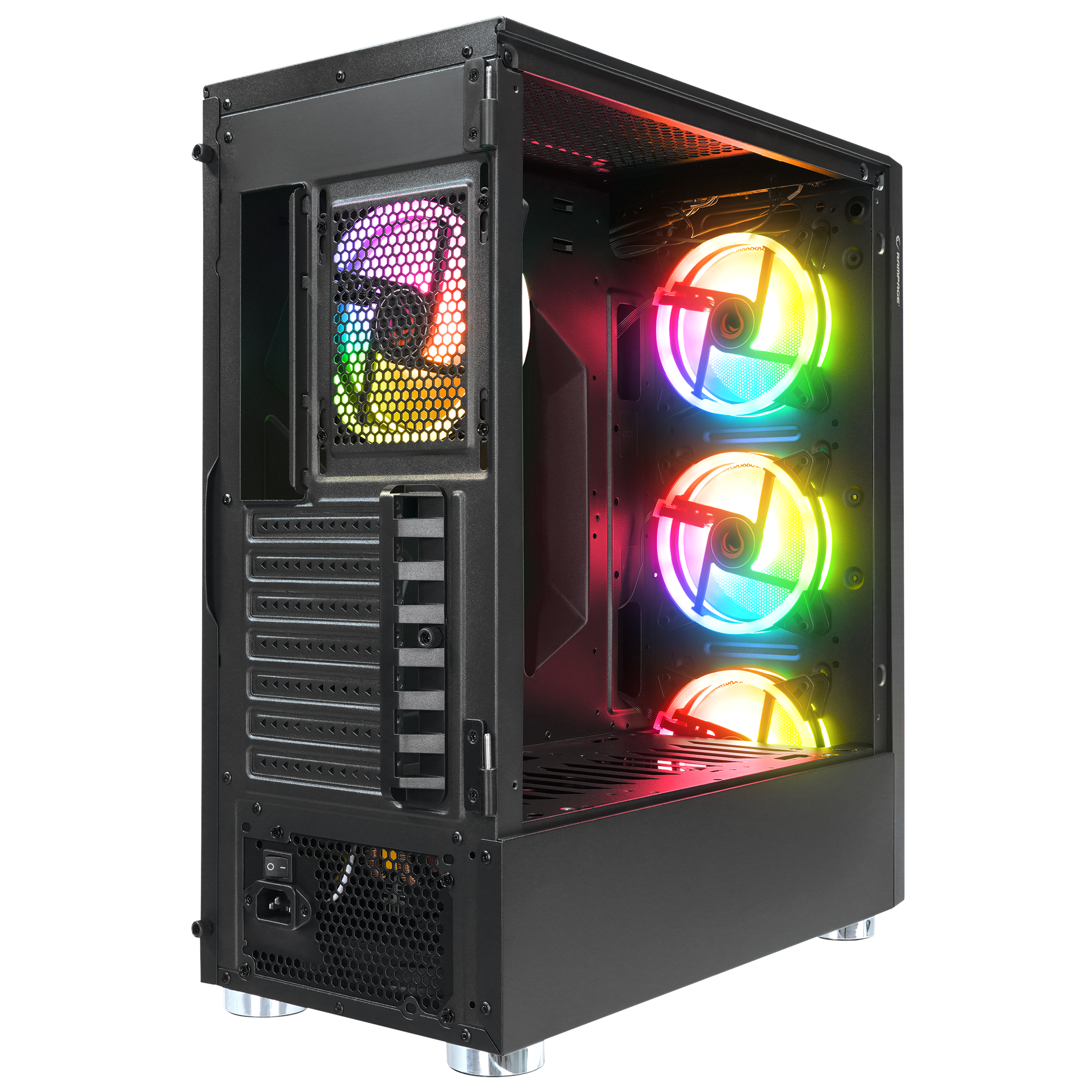 X-HORSE 850W 80+ 4*12cm ARGB Fan+Kontrolcü Manyetik Temperli Camlı Mid-T Gaming Oyuncu Kasası - Rampage
