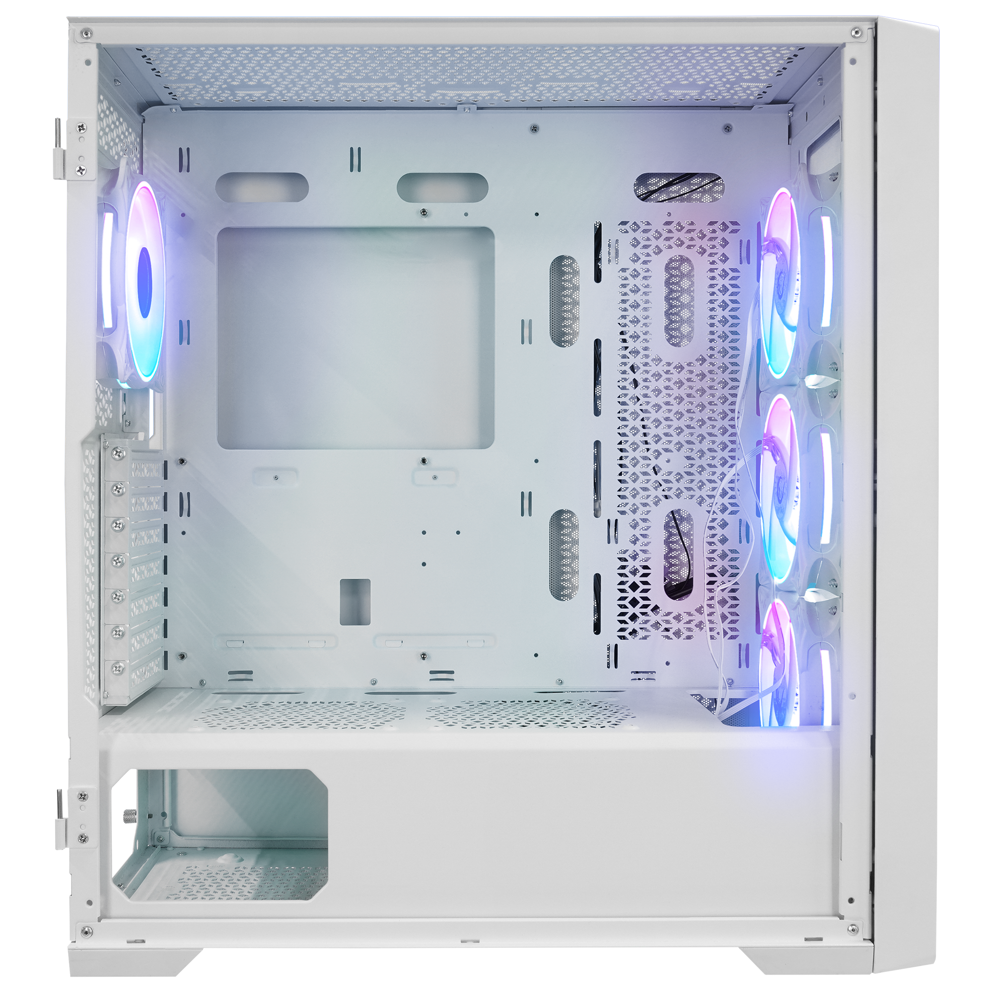 SIRIUS Temperli Camlı Beyaz 4*12cm RGB Fan E-ATX Mid-T Gaming Oyuncu Kasası - Rampage