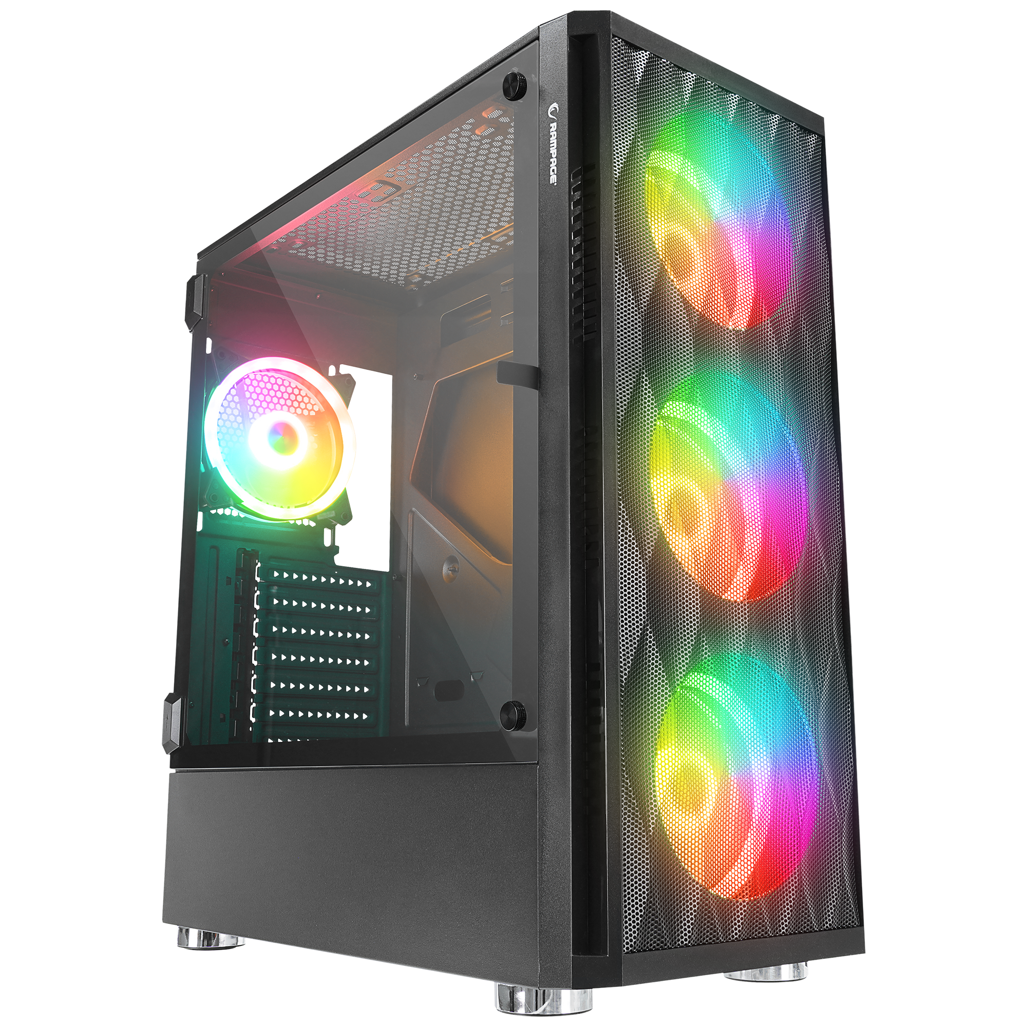 X-HORSE 850W 80+ 4*12cm ARGB Fan+Kontrolcü Manyetik Temperli Camlı Mid-T Gaming Oyuncu Kasası - Rampage